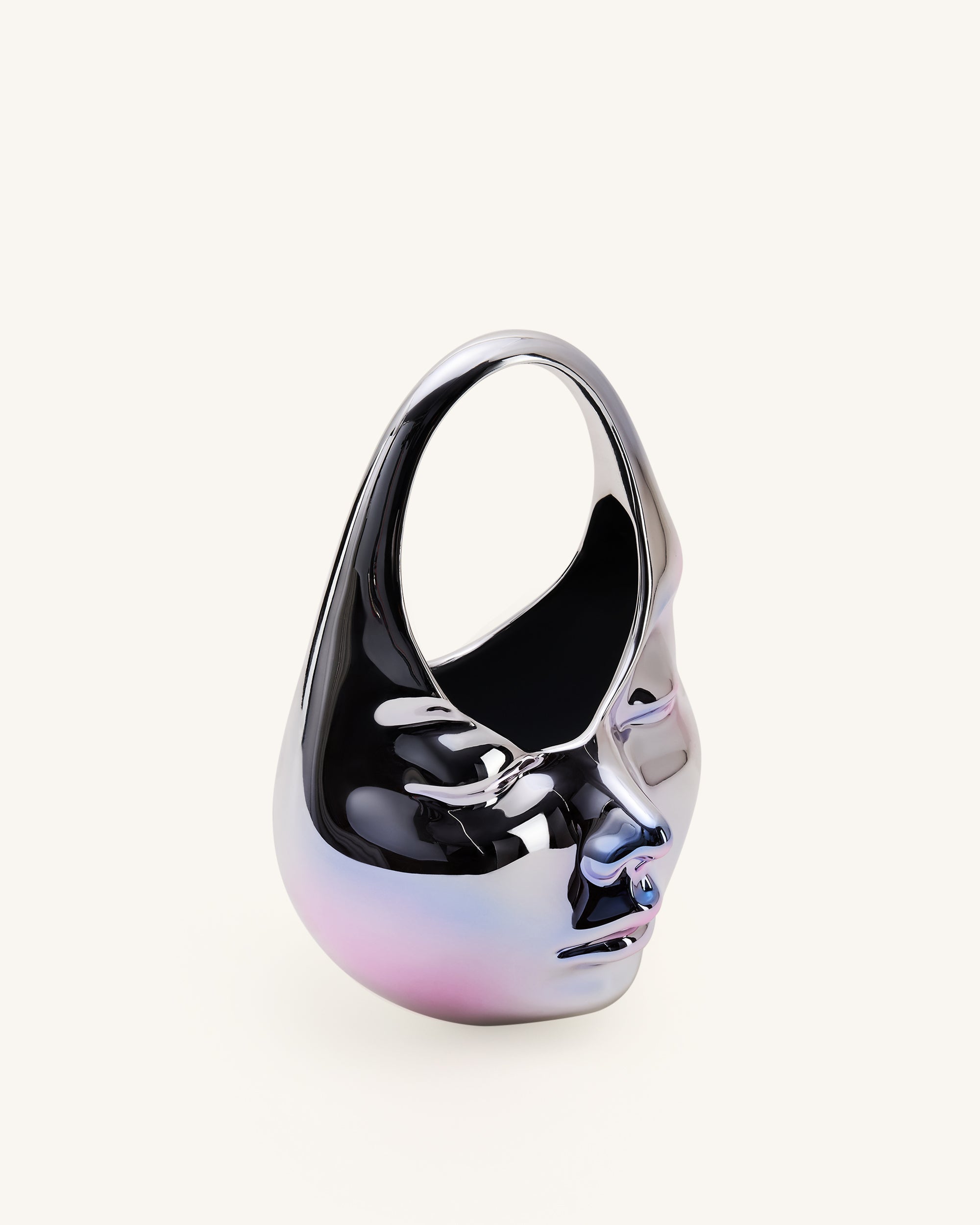 Jw Pei Lillian Face Crescent Top Handle Bag Silver
