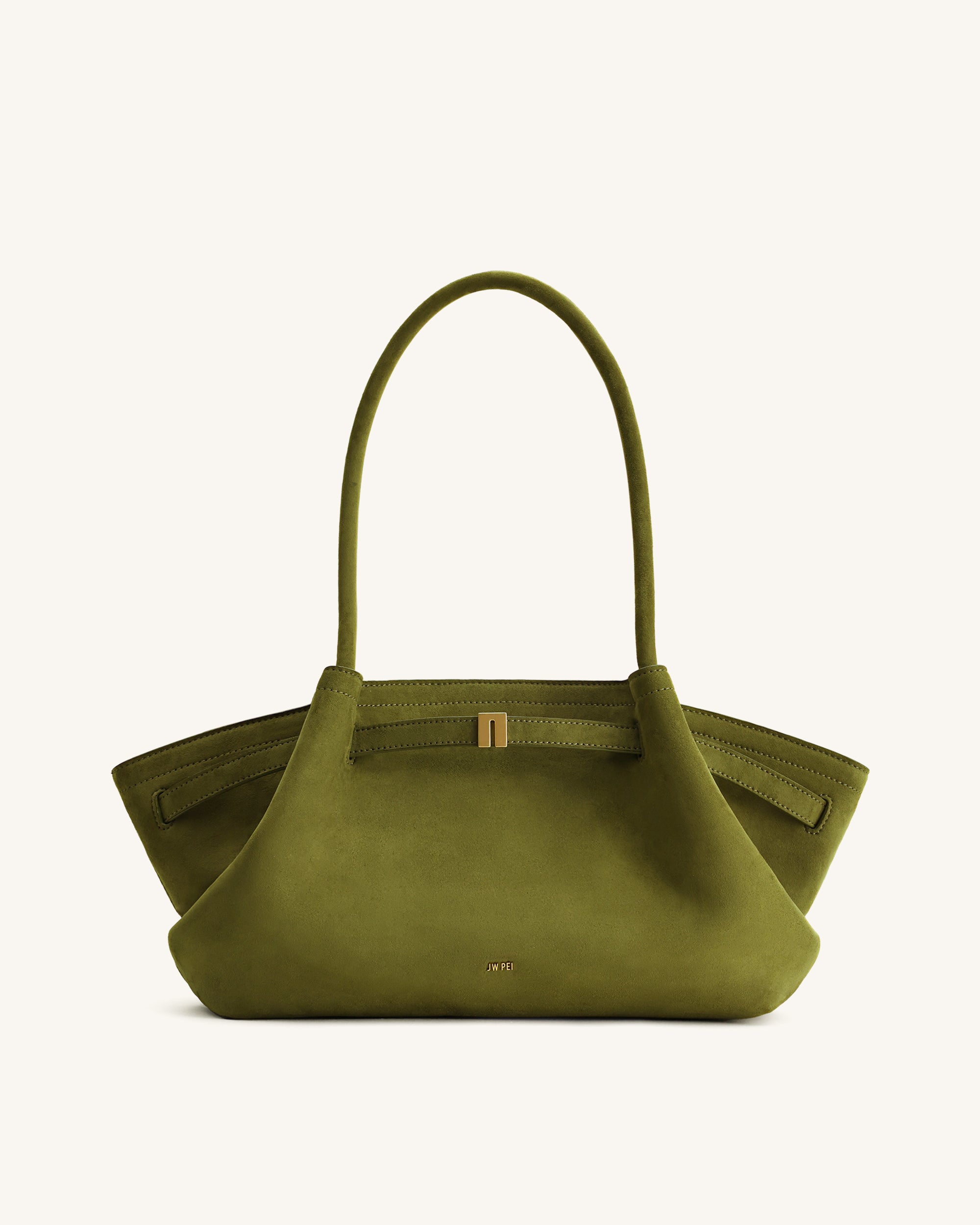 Jw Pei Hana Wide Faux Suede Tote Bag Olive Green
