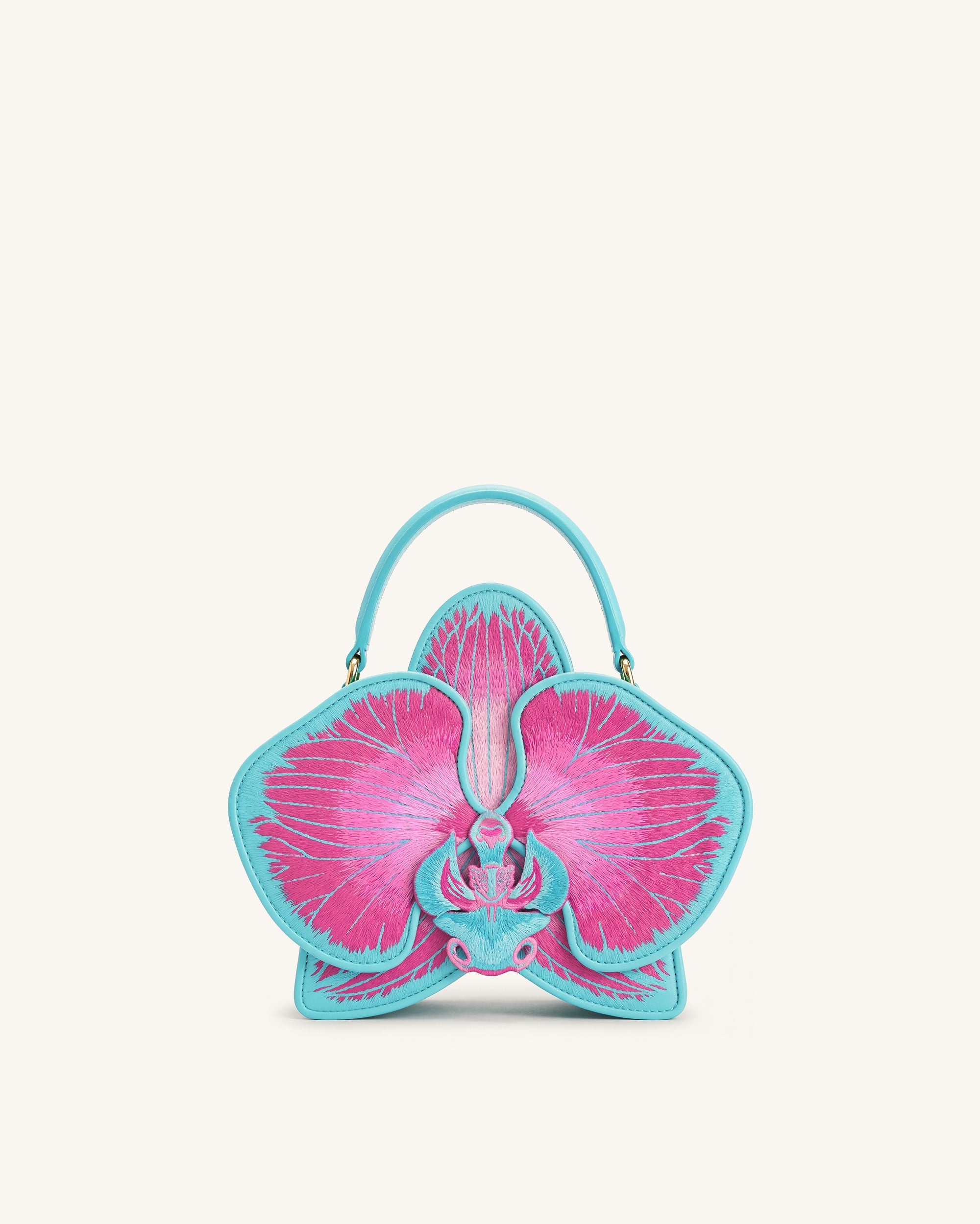 Jw Pei Flora Orchid Shaped Top Handle Bag Pink Blue