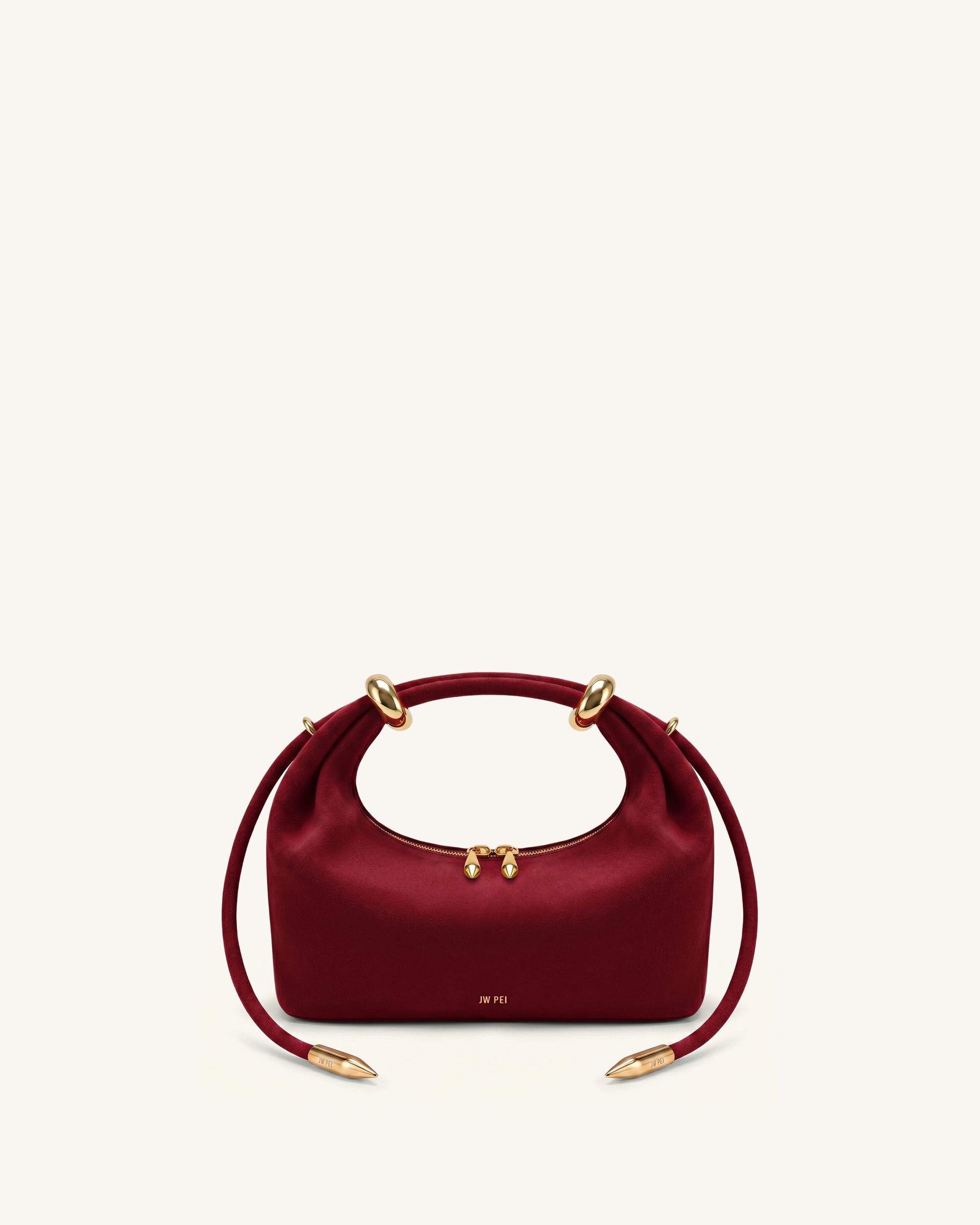 Jw Pei Ellie Faux Suede Metal Ring Embellished Top Handle Bag Burgundy