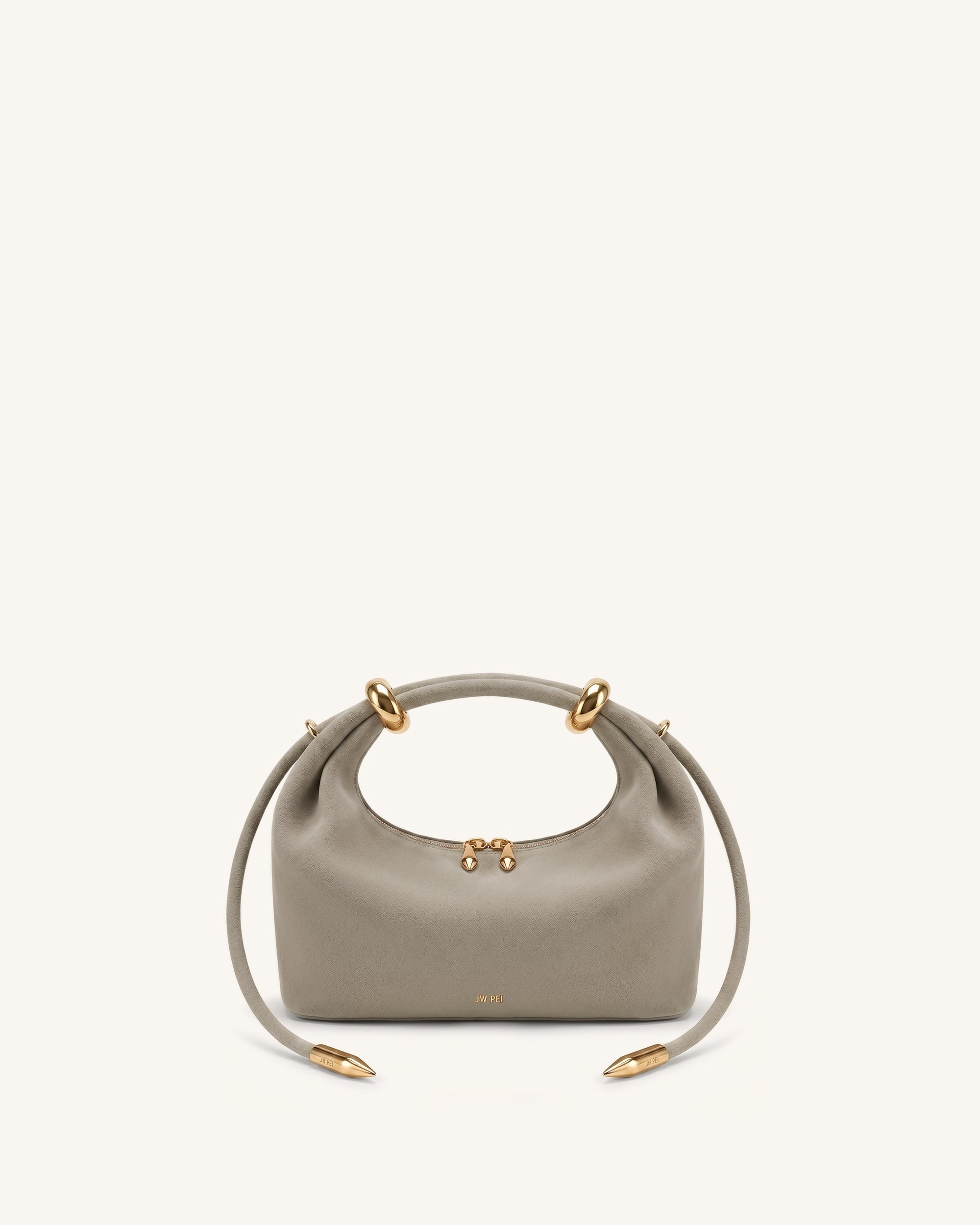 Jw Pei Ellie Faux Suede Metal Ring Embellished Top Handle Bag Grey