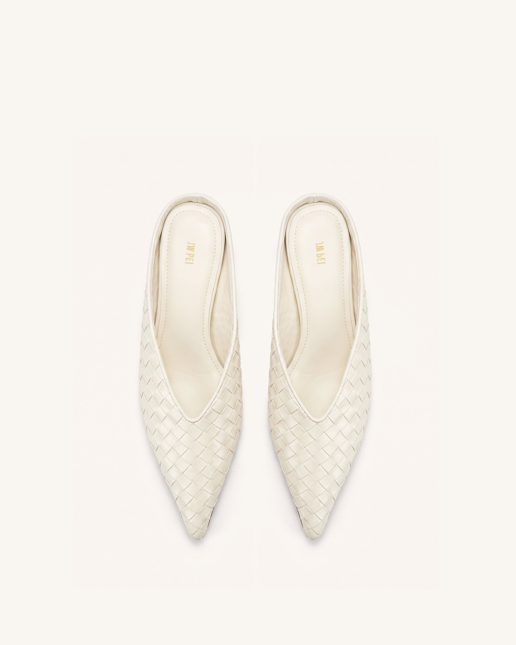 Jw Pei Helena Woven Textured Pointed Toe Mules Beige