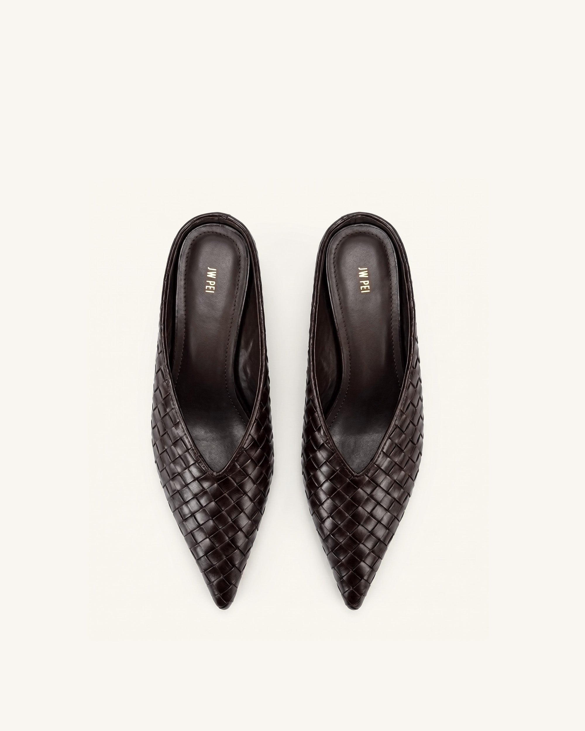 Jw Pei Helena Woven Textured Pointed Toe Mules Burgundy