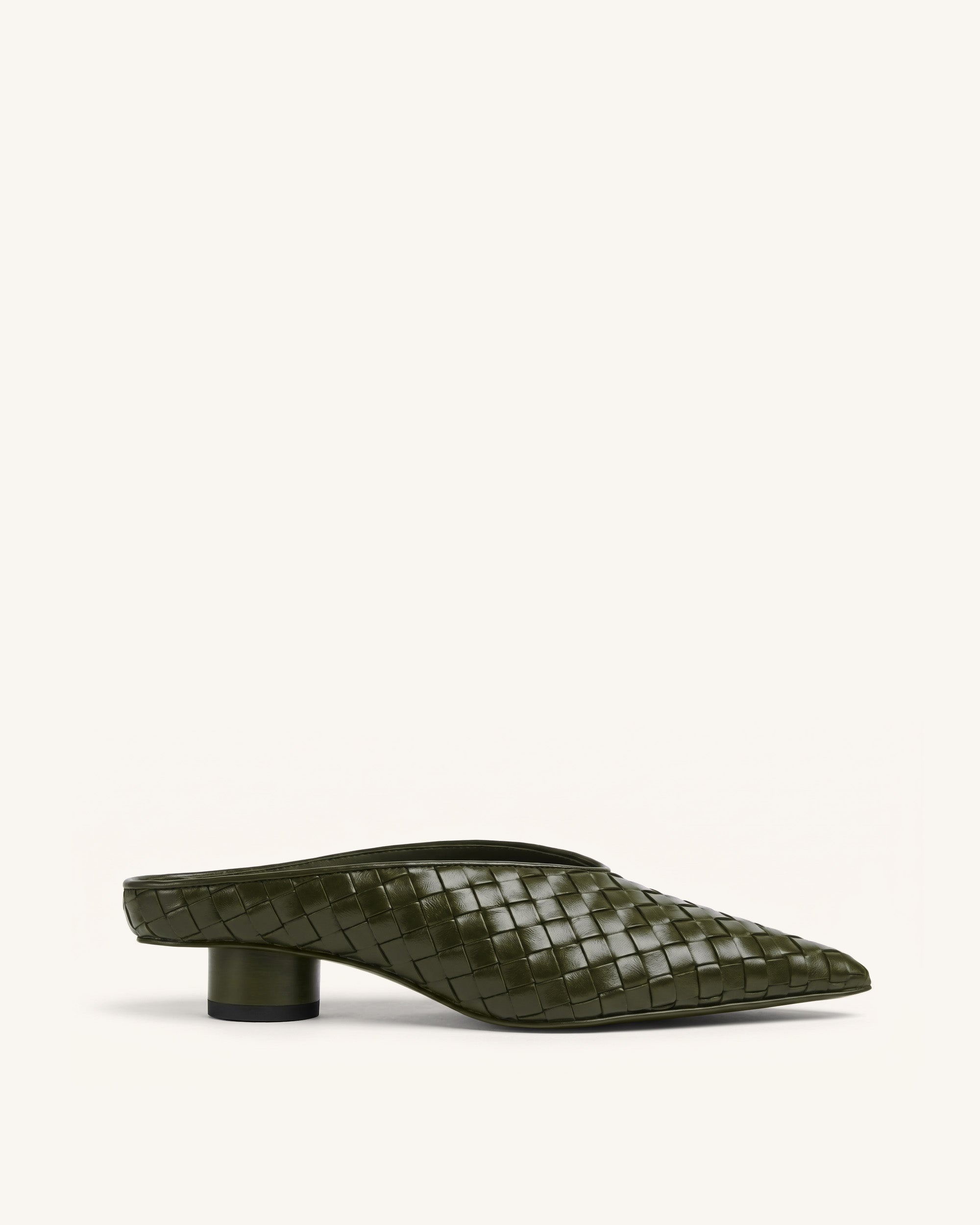 Jw Pei Helena Woven Textured Pointed Toe Mules Olive Green