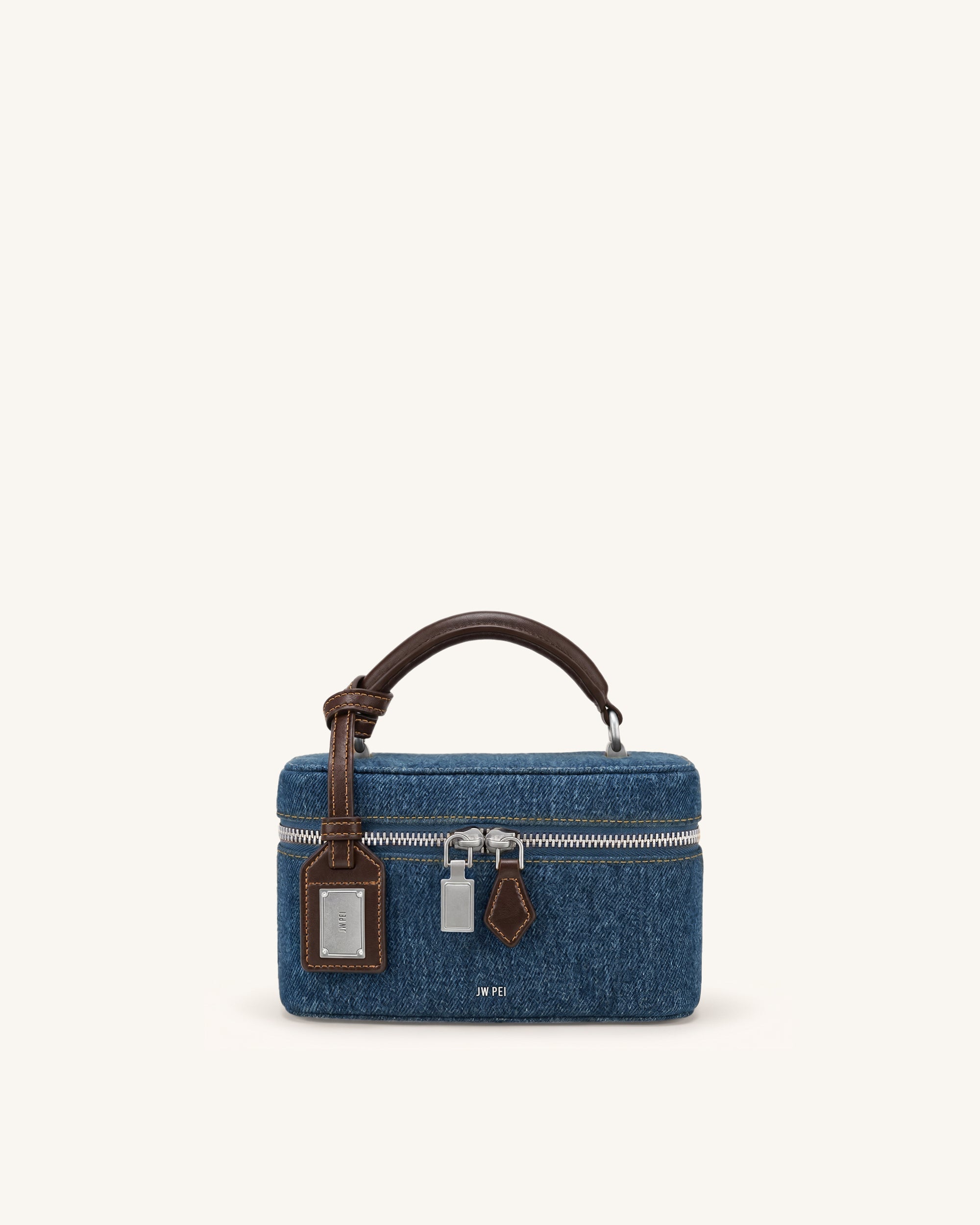 Jw Pei Cleo Box Shape Top Handle Bag Dark Blue Denim