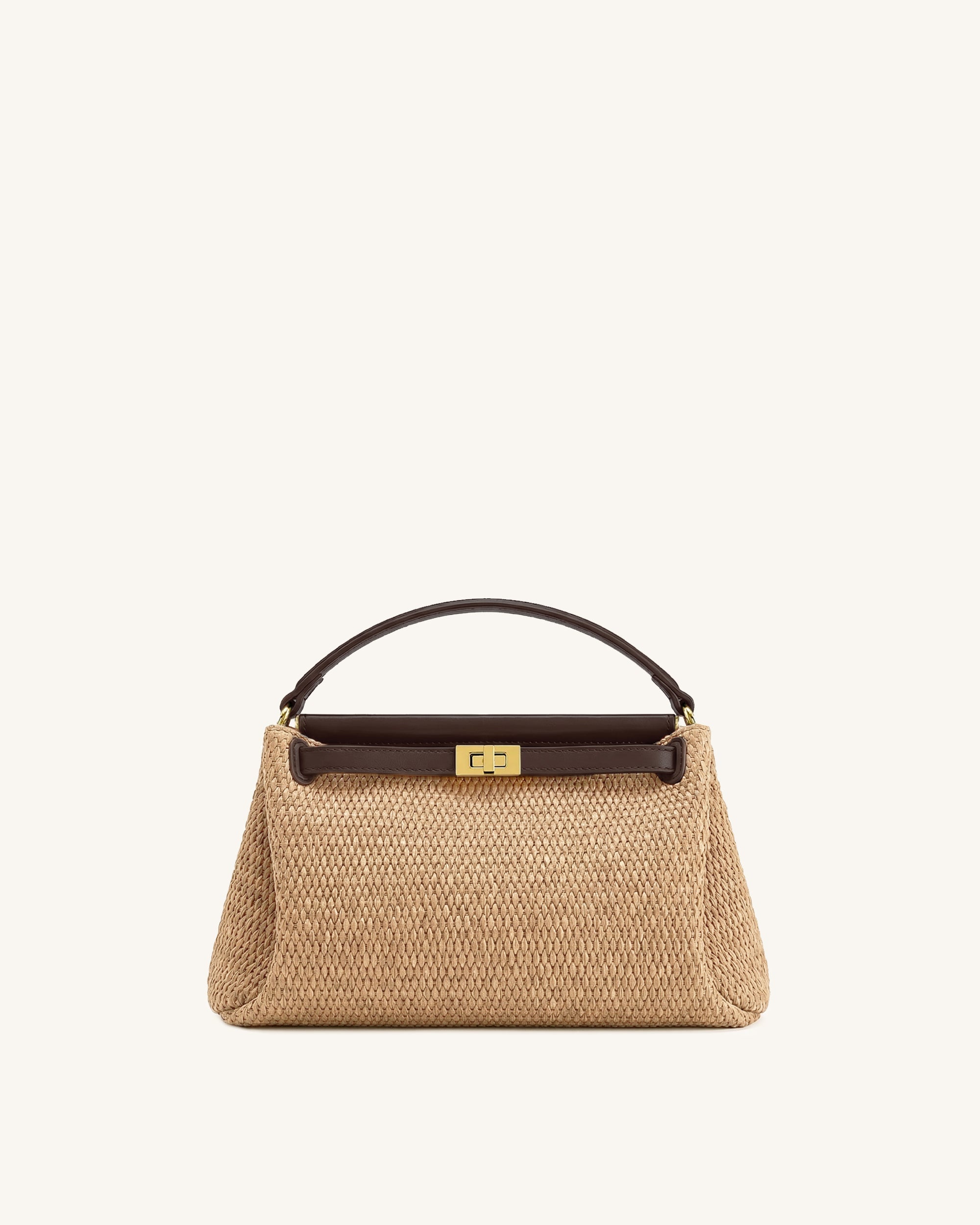 Jw Pei Carmen Faux Straw Weave Top Handle Bag Khaki Brown