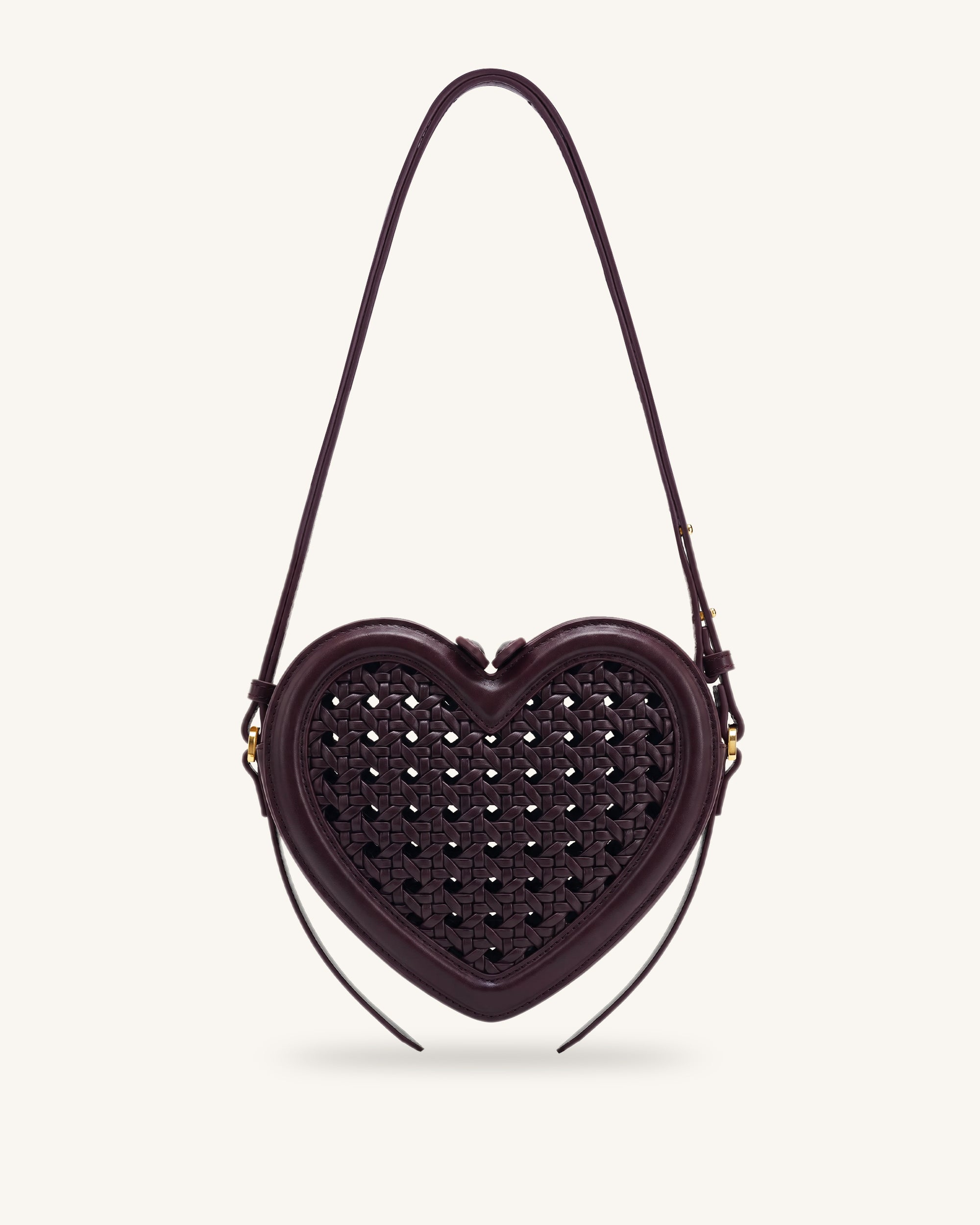 Jw Pei Arlene Openwork Woven Heart Shape Crossbody Bag Vintage Red