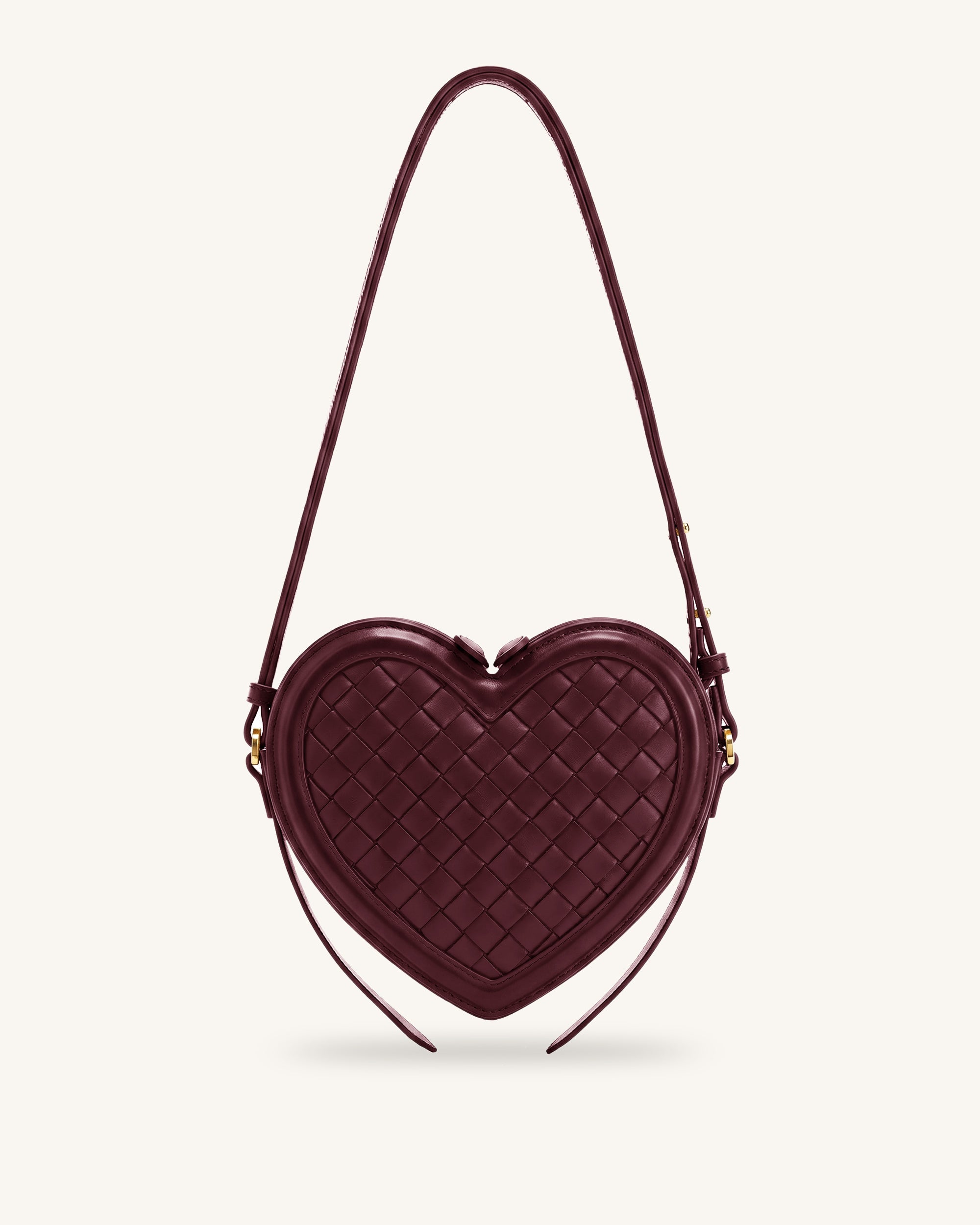 Jw Pei Arlene Woven Heart Shape Crossbody Bag Deep Burgundy