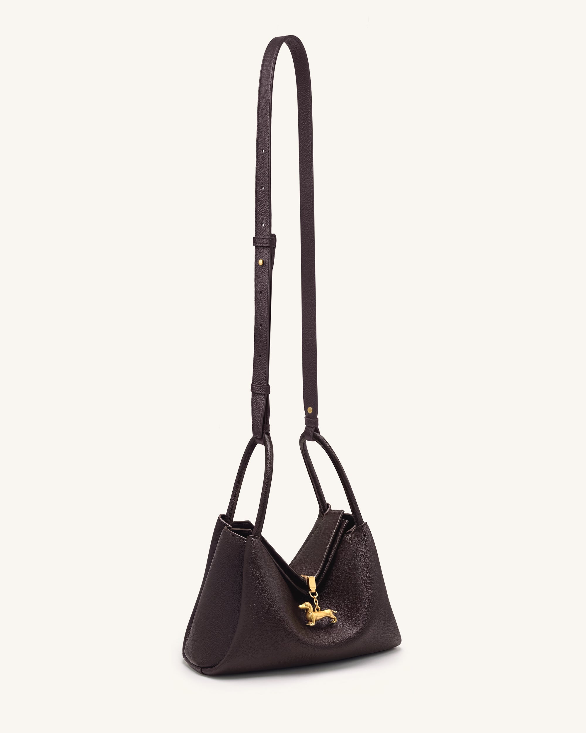 Jw Pei Maelle Dachshund Charm Double Handle Bag Dark Brown