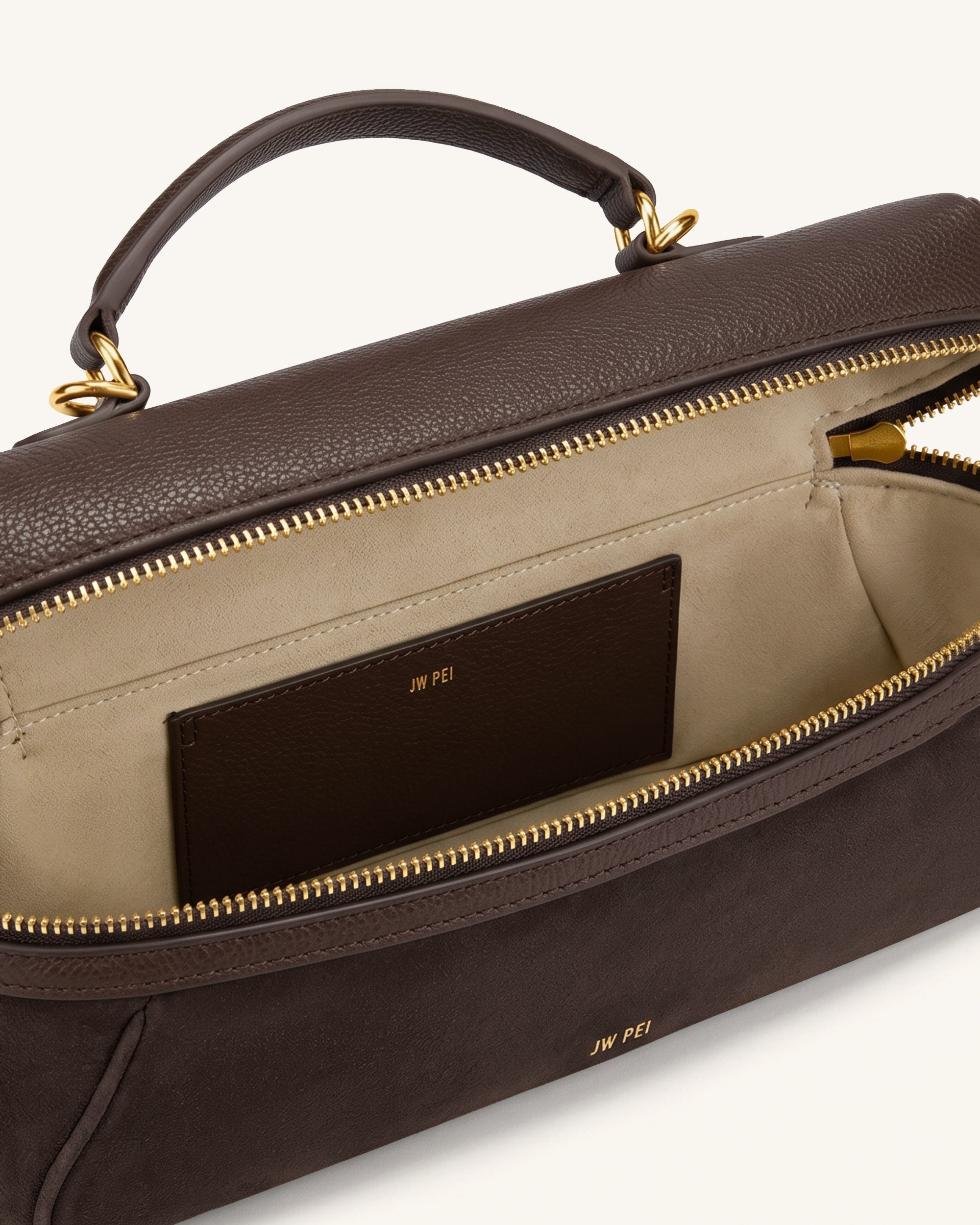 Jw Pei Cleo Faux Suede Vanity Bag Dark Brown