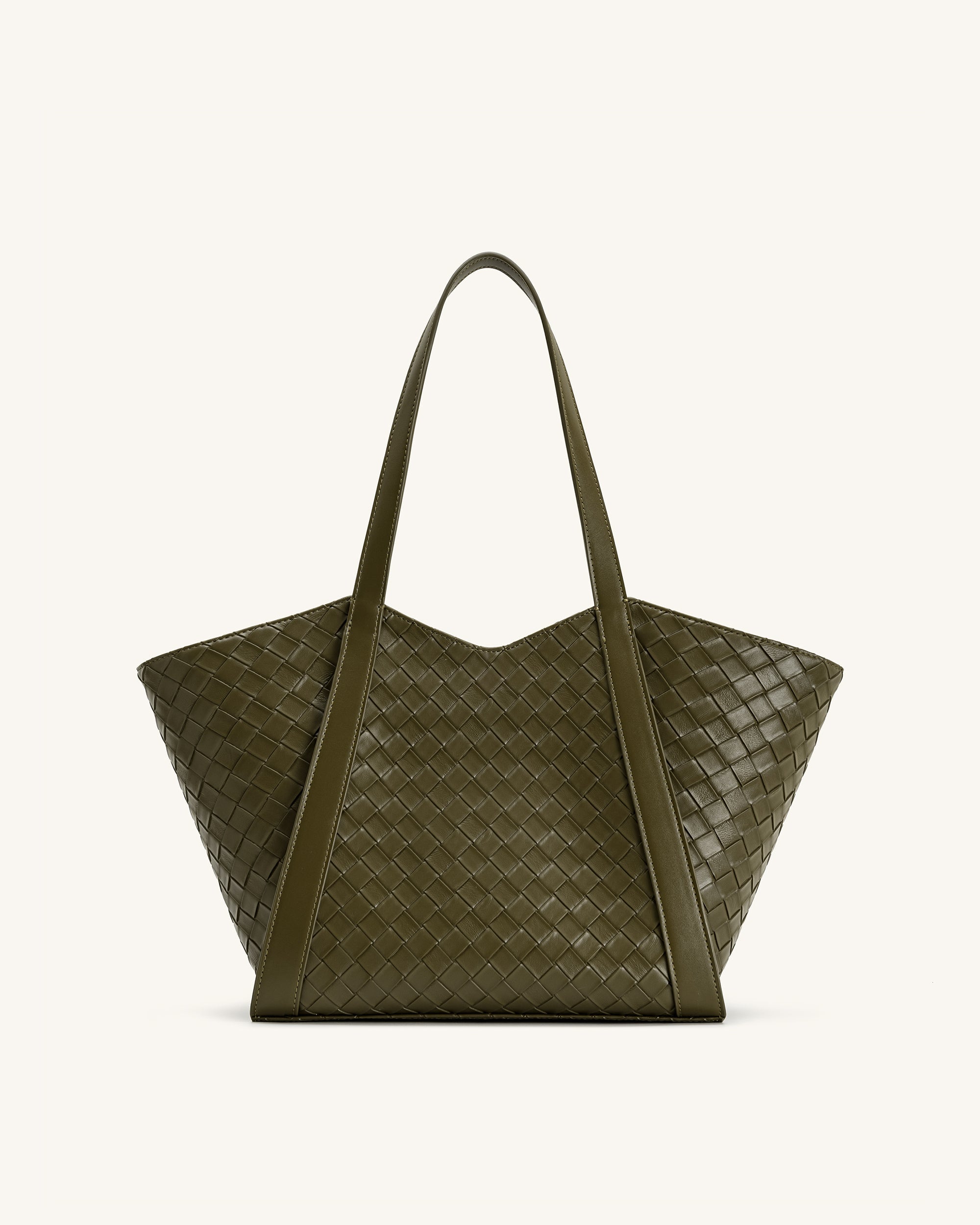 Jw Pei Kiana Large Capacity Weave Texture Tote Bag Dark Olive