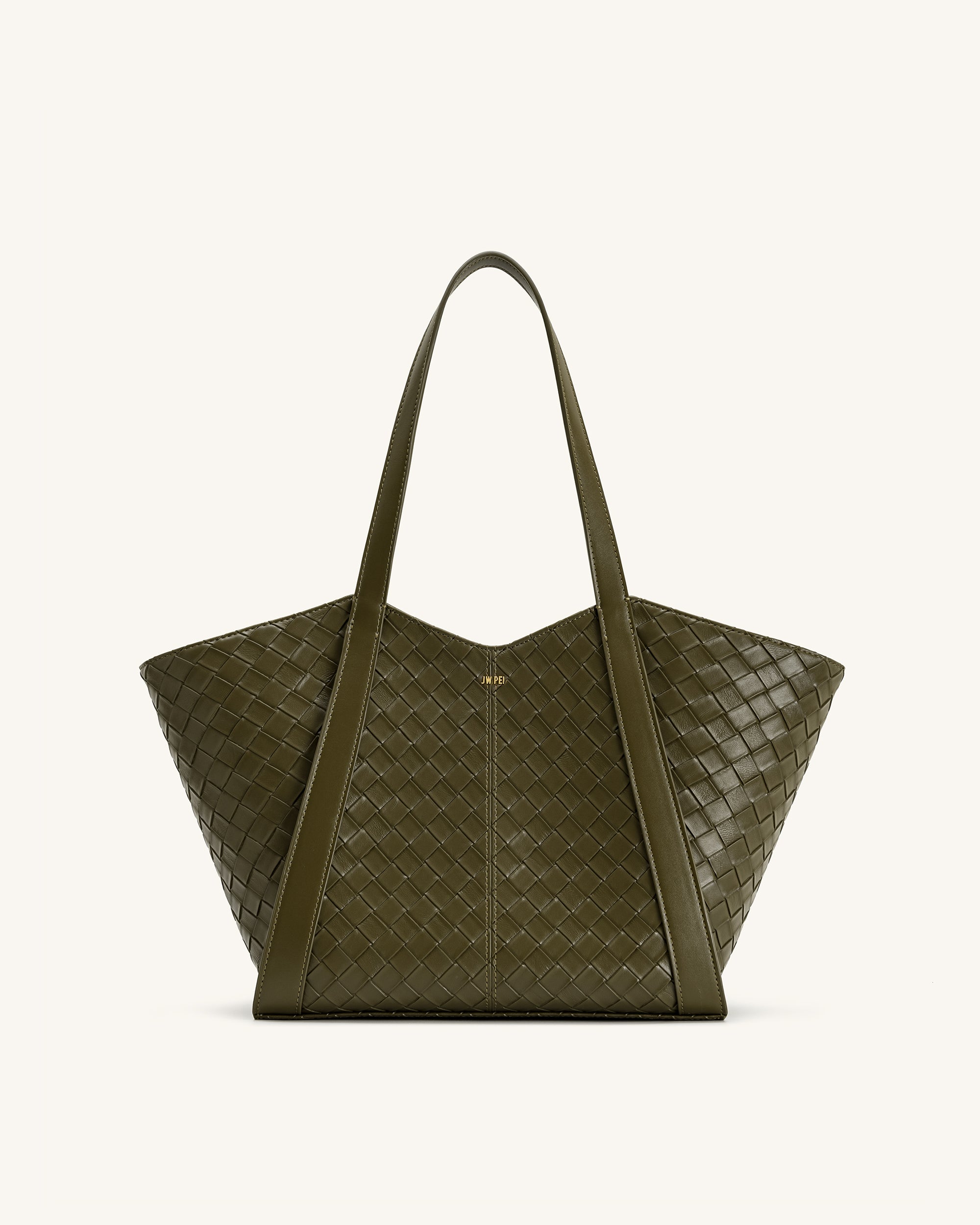 Jw Pei Kiana Large Capacity Weave Texture Tote Bag Dark Olive