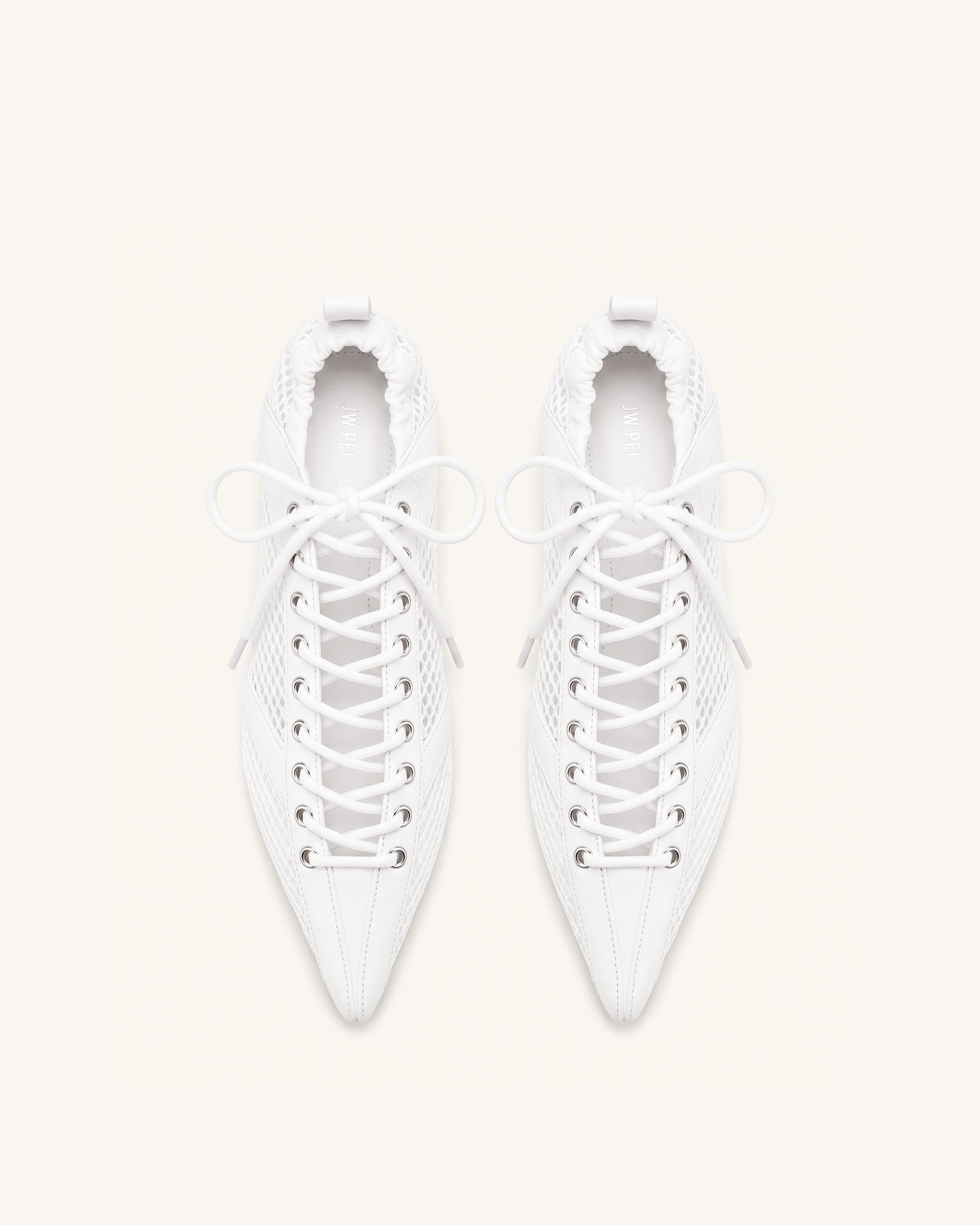 Jw Pei Ava Lace Up Mesh Flats White