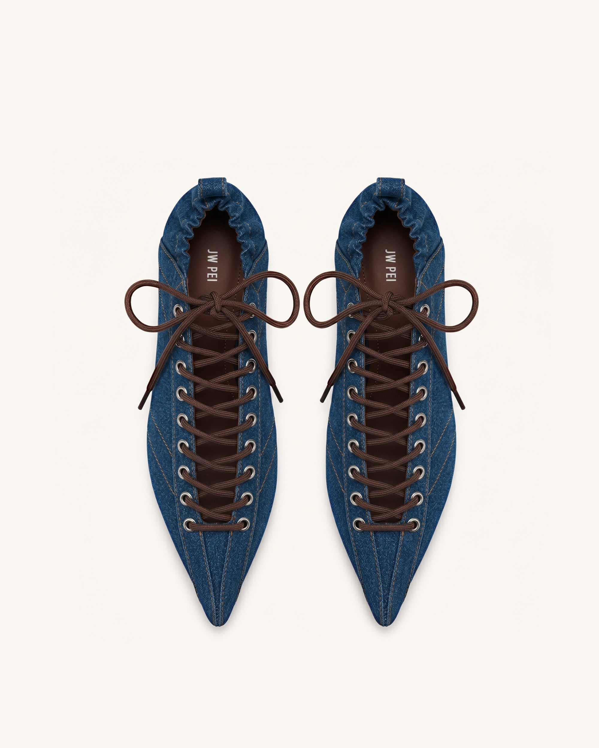 Jw Pei Ava Lace Up Flats Denim Blue