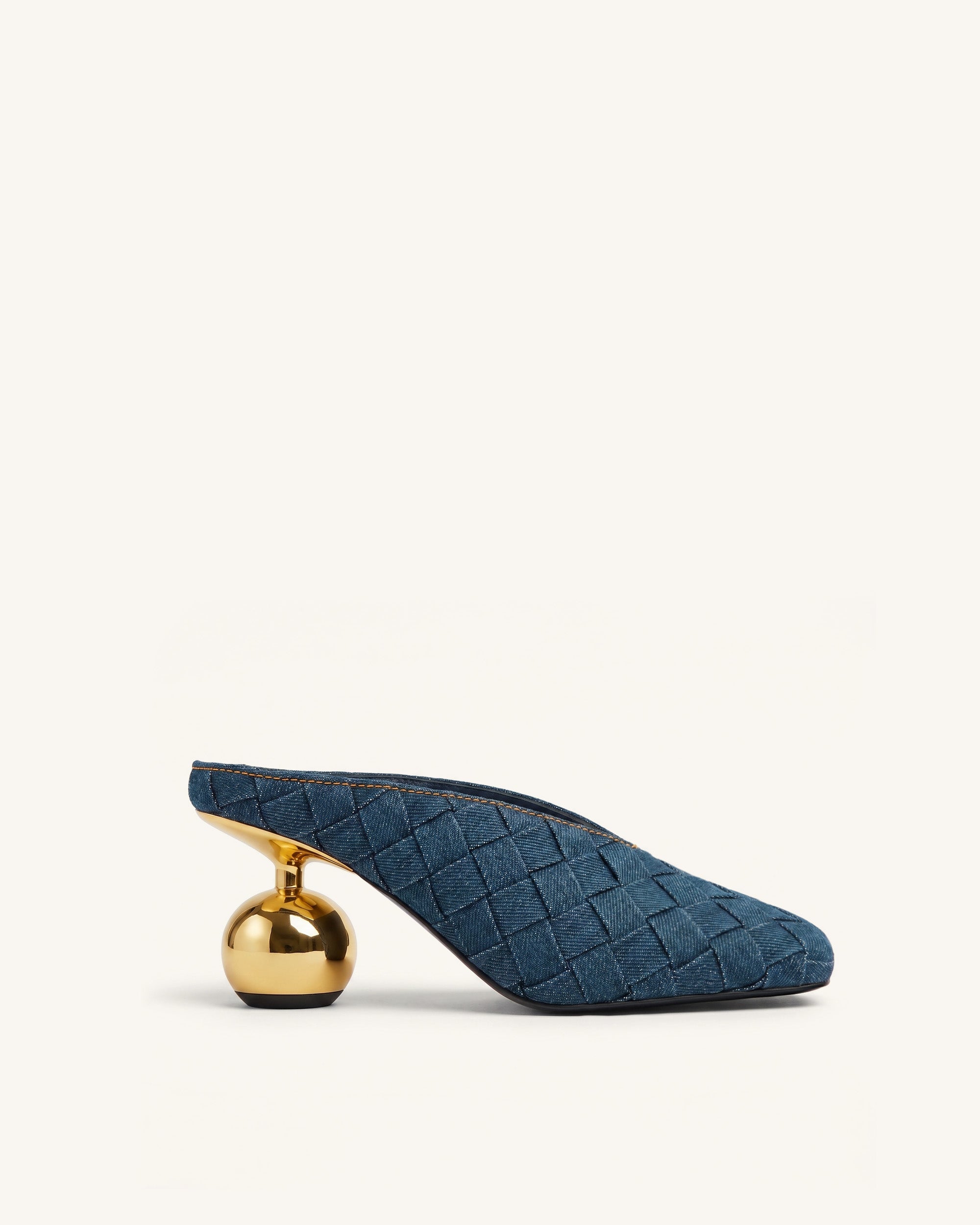 Jw Pei Ellie Woven Square Toe Mule Heels Denim Blue