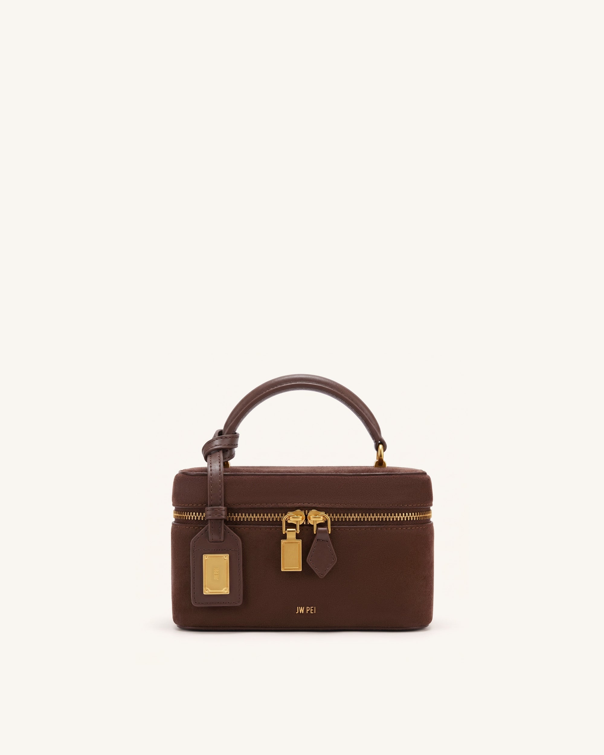 Jw Pei Cleo Faux Suede Box Shape Top Handle Bag Chocolate Brown