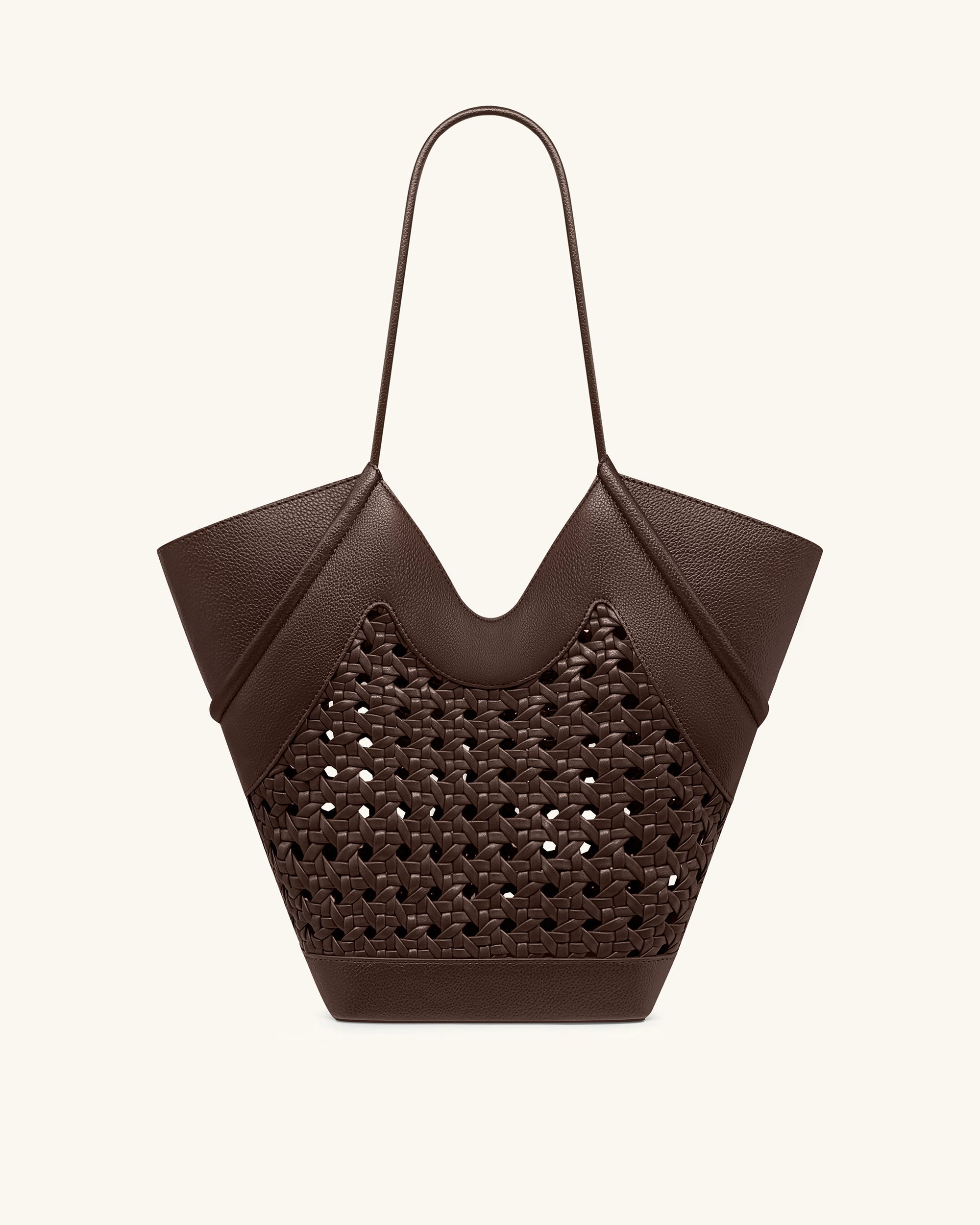 Jw Pei Maribel Woven Panel Tote Bag Dark Brown