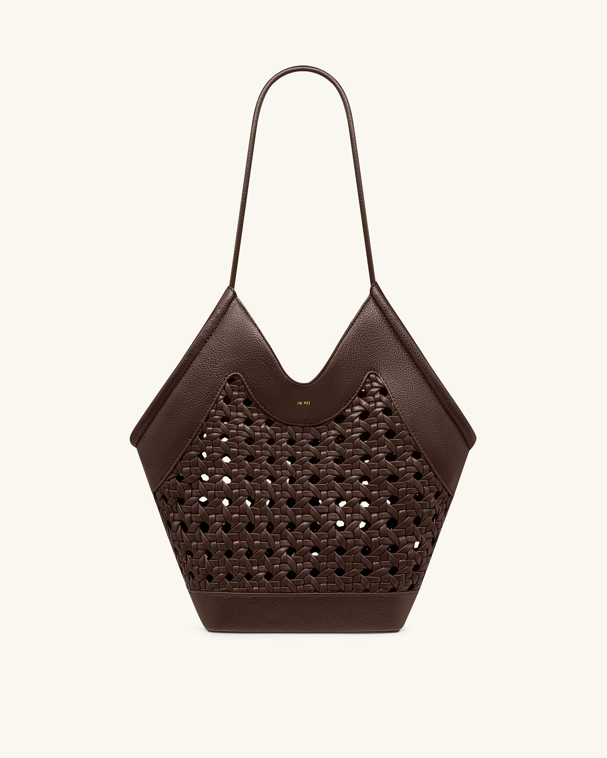 Jw Pei Maribel Woven Panel Tote Bag Dark Brown