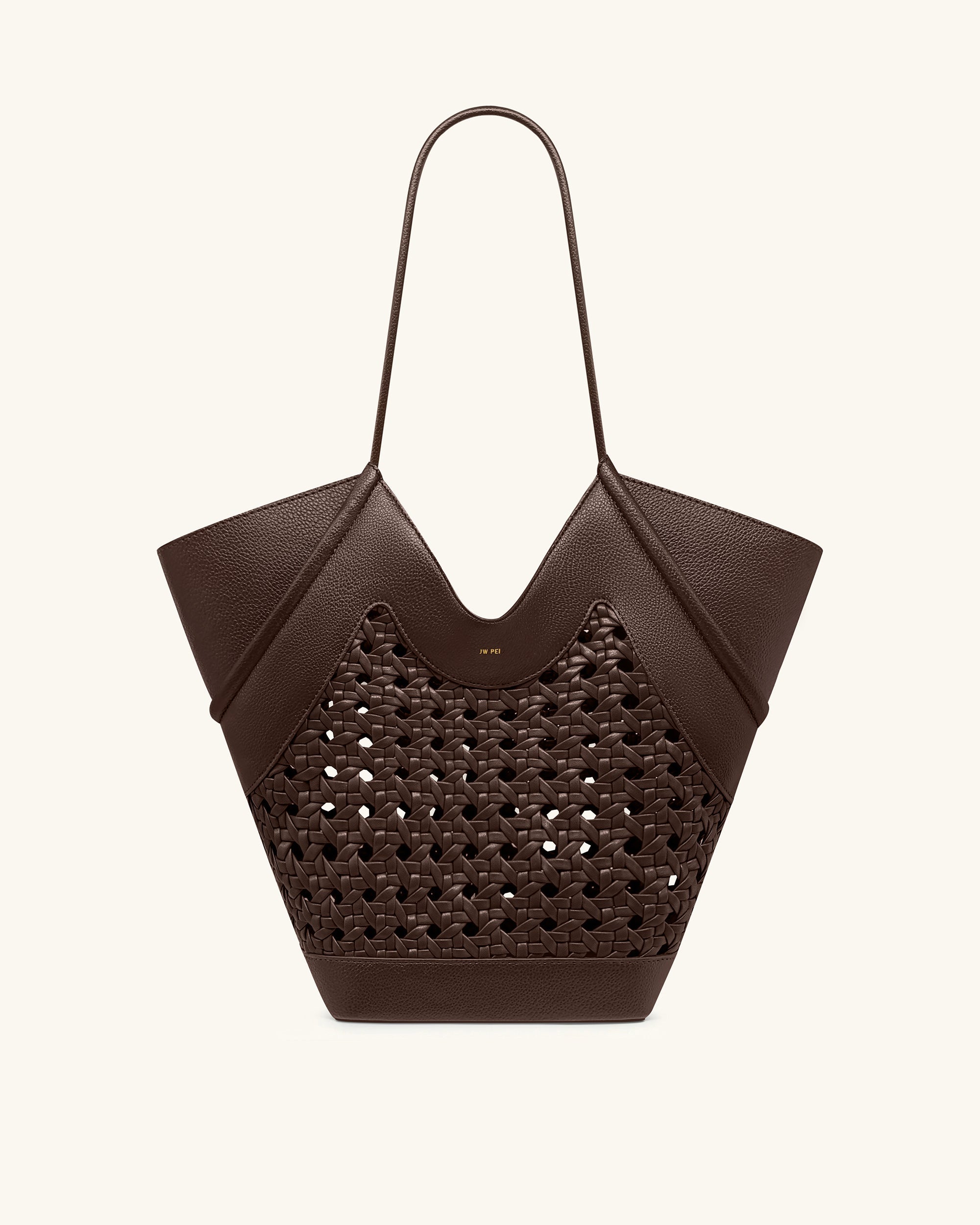 Jw Pei Maribel Woven Panel Tote Bag Dark Brown