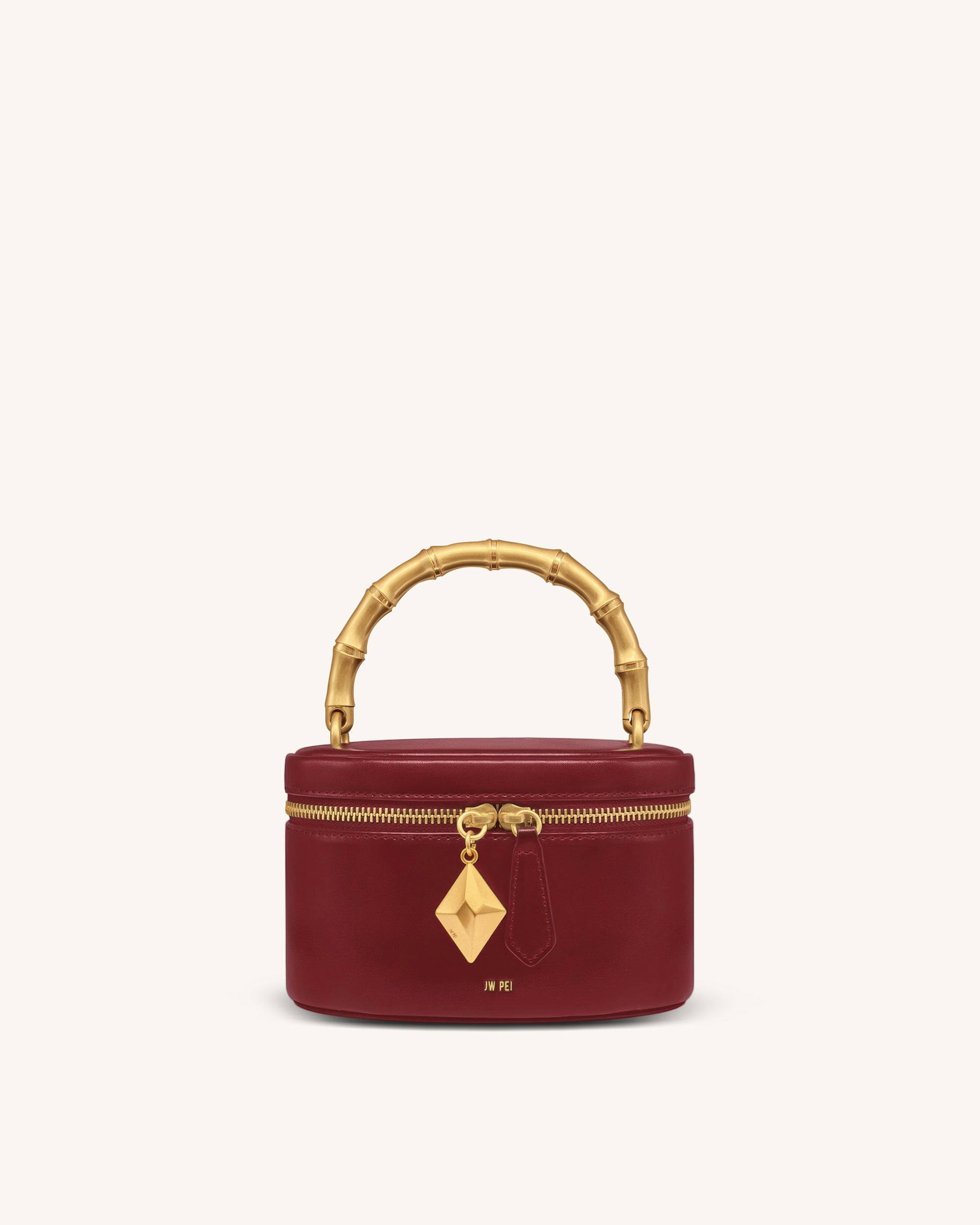 Jw Pei Natalie Metal Geometric Pendant Handle Bag Burgundy