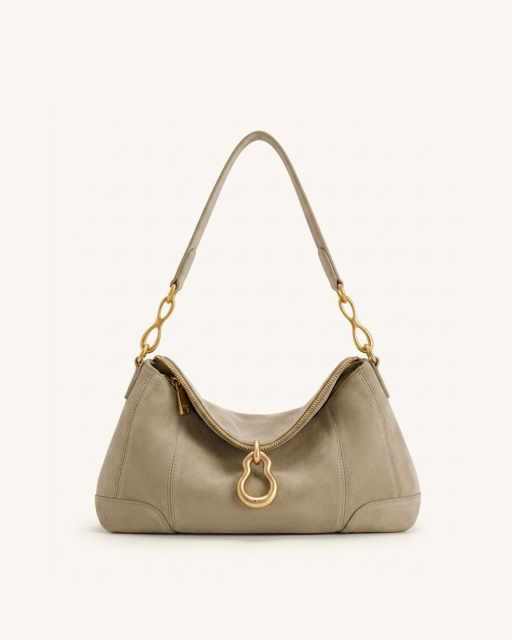 Jw Pei Jayla Faux Suede Metal Pendant Embellished Shoulder Bag Grey