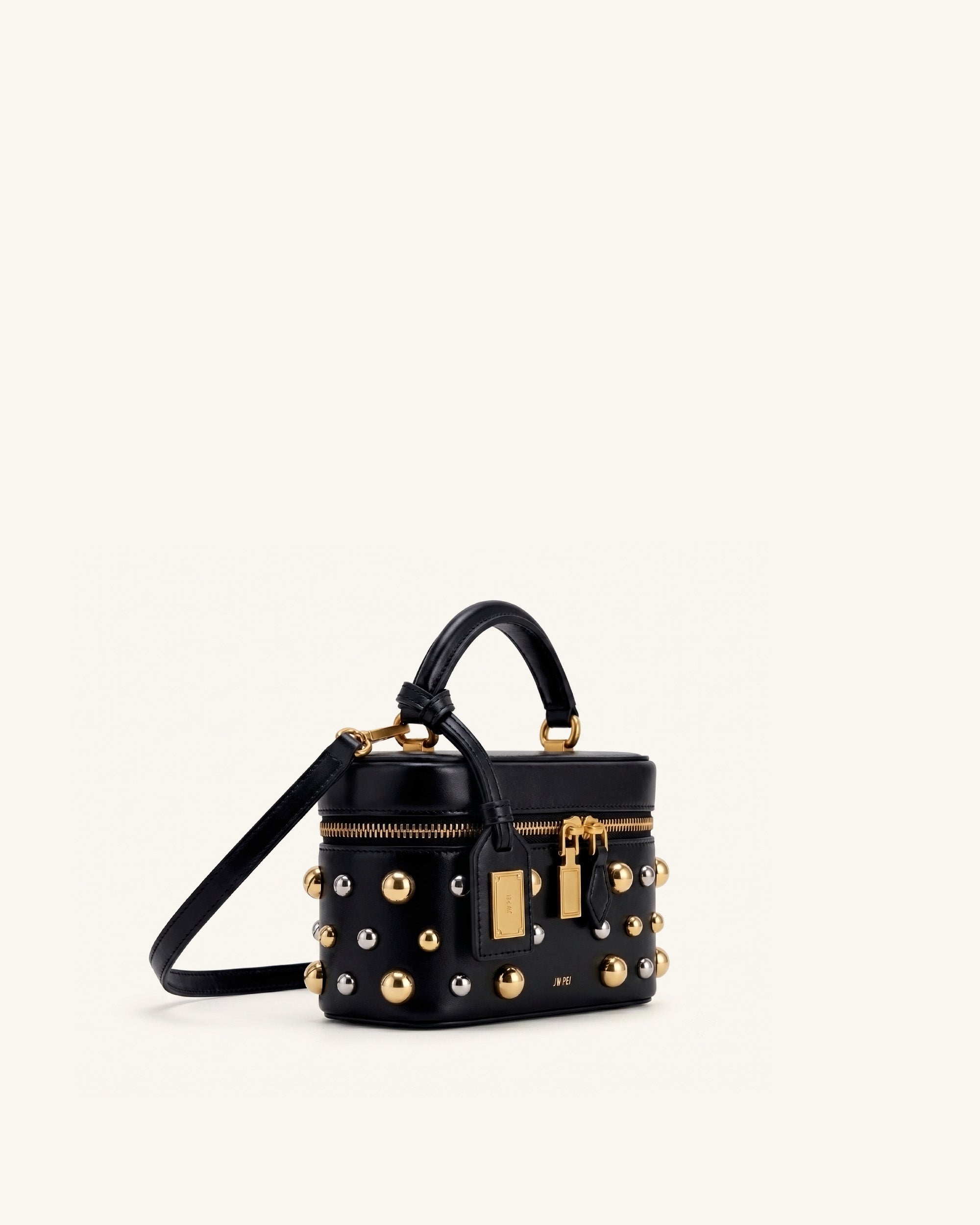 Jw Pei Cleo Studded Box Shape Top Handle Bag Black