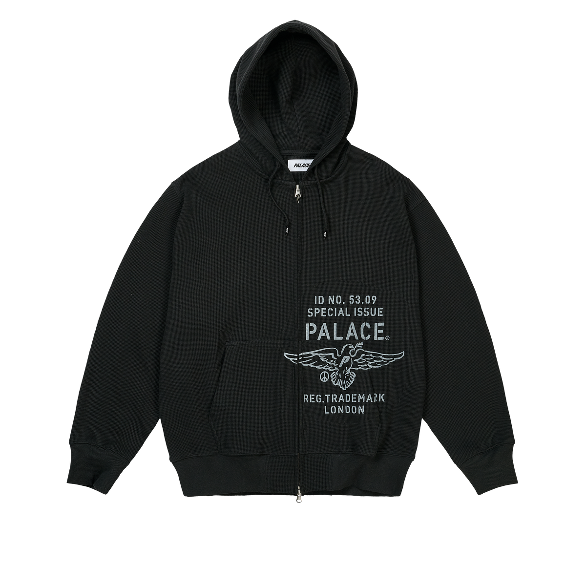 Palace Skateboards DOVE Stamp Waffle ZIP HOOD Black