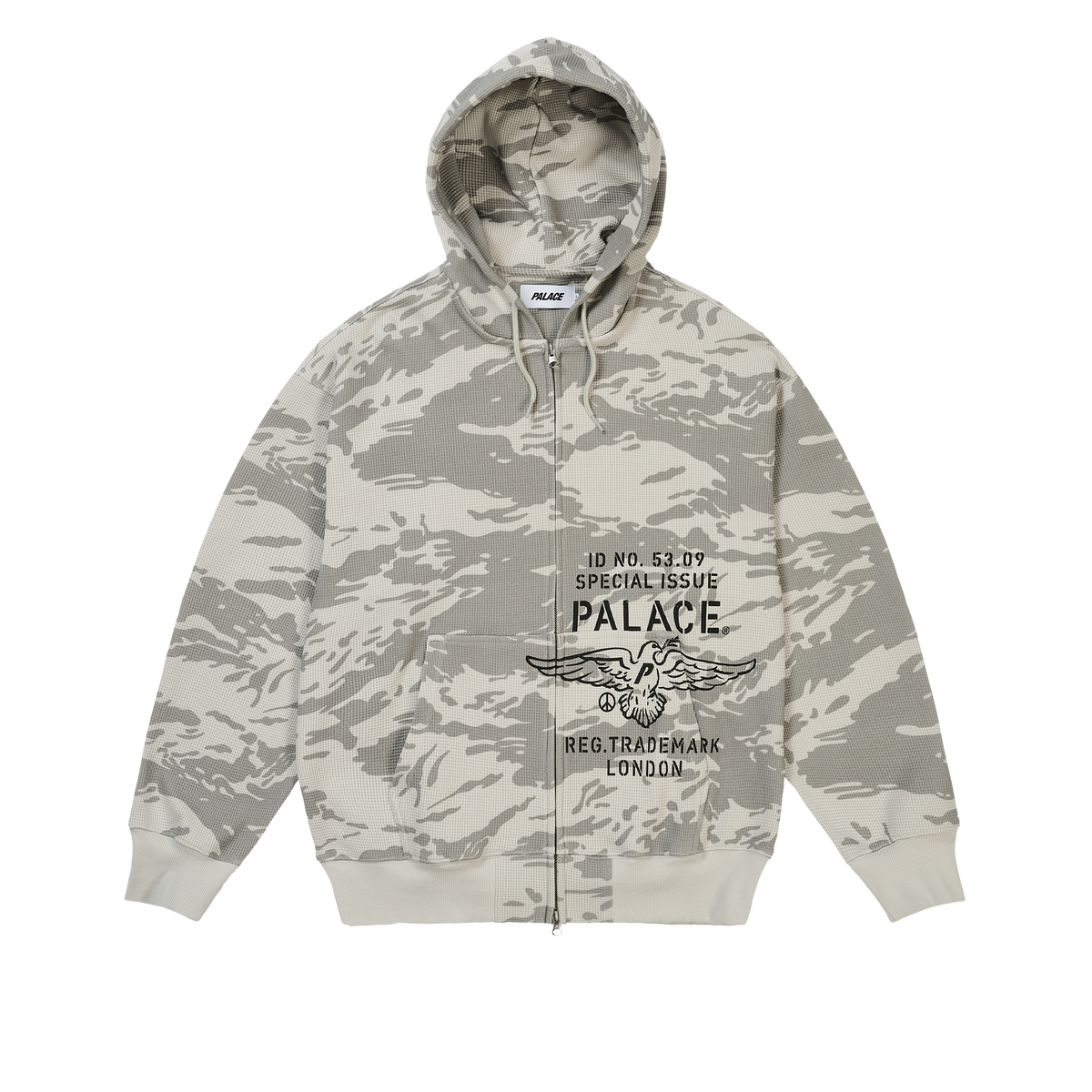 Palace Skateboards DOVE Stamp Waffle ZIP HOOD Black