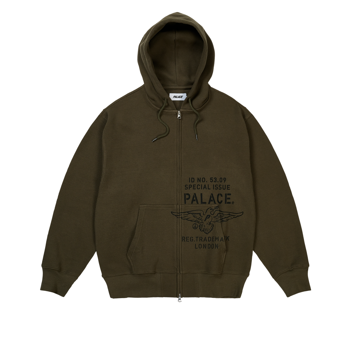 Palace Skateboards DOVE Stamp Waffle ZIP HOOD Black