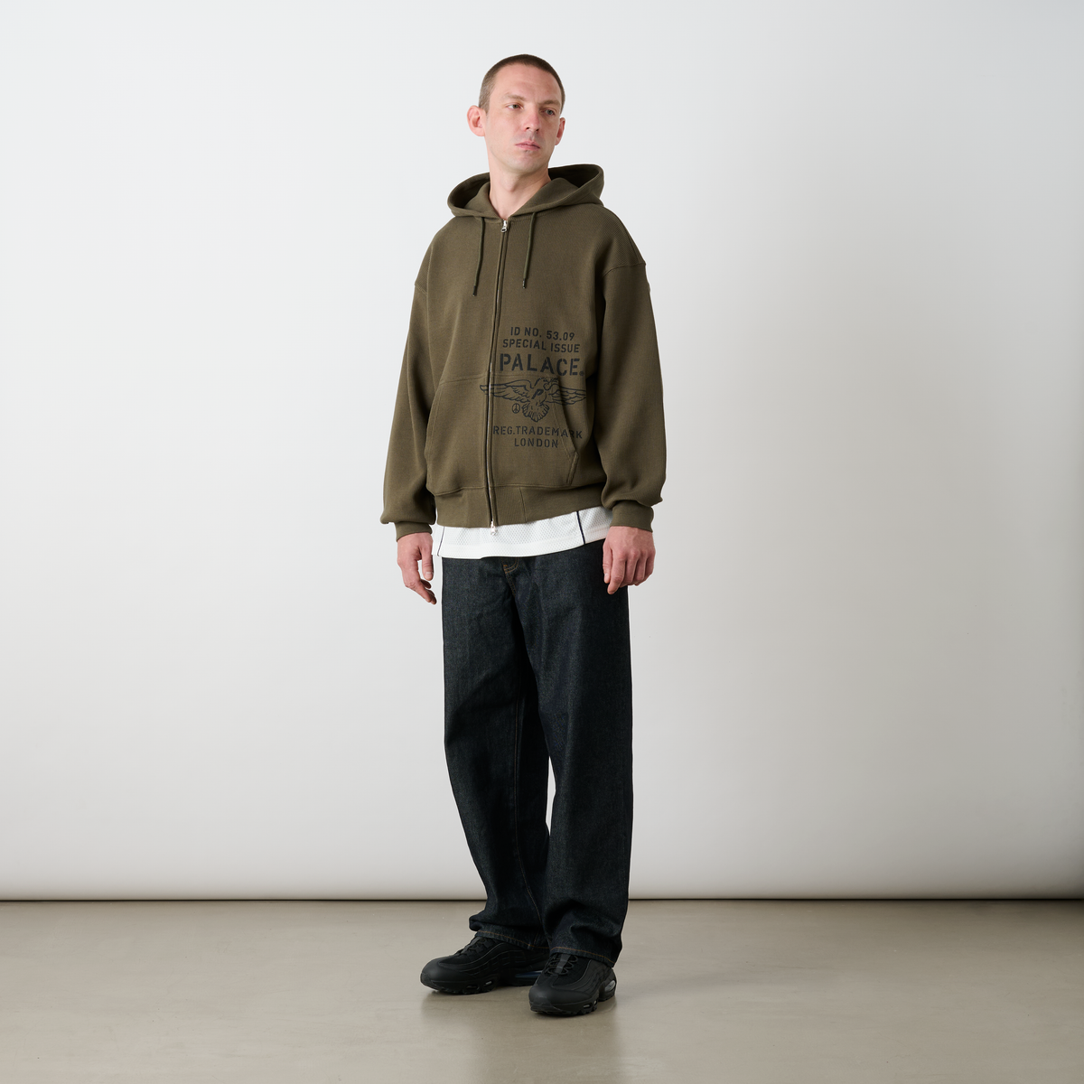 Palace Skateboards DOVE Stamp Waffle ZIP HOOD ARMY Olive