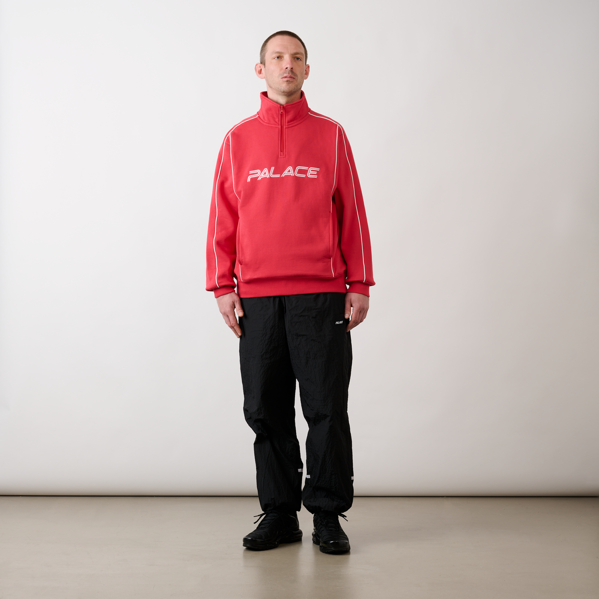Palace Skateboards Piped 1 / 4 ZIP Racey RED
