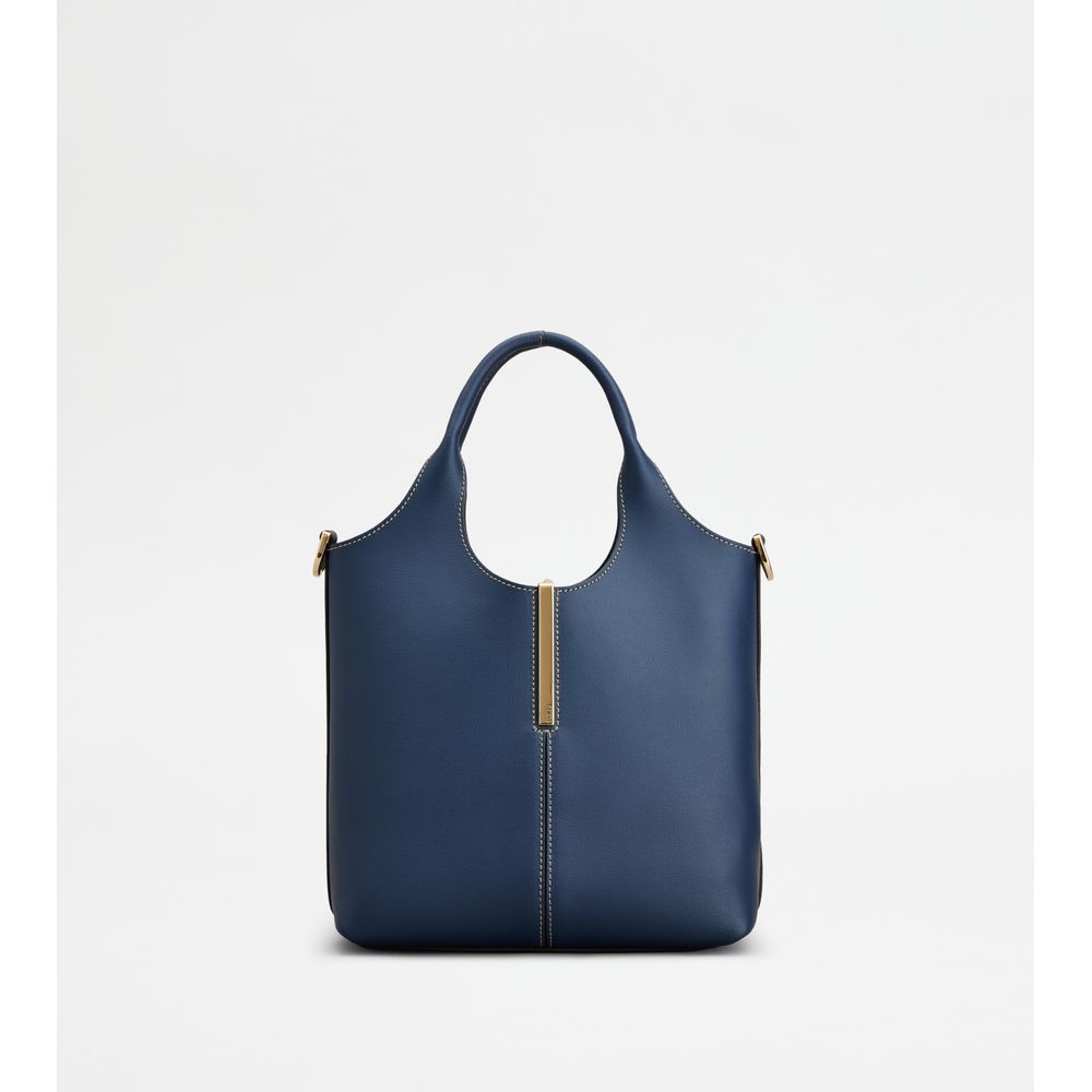 Tods Tote Shopping Bag In Leather Mini Blue