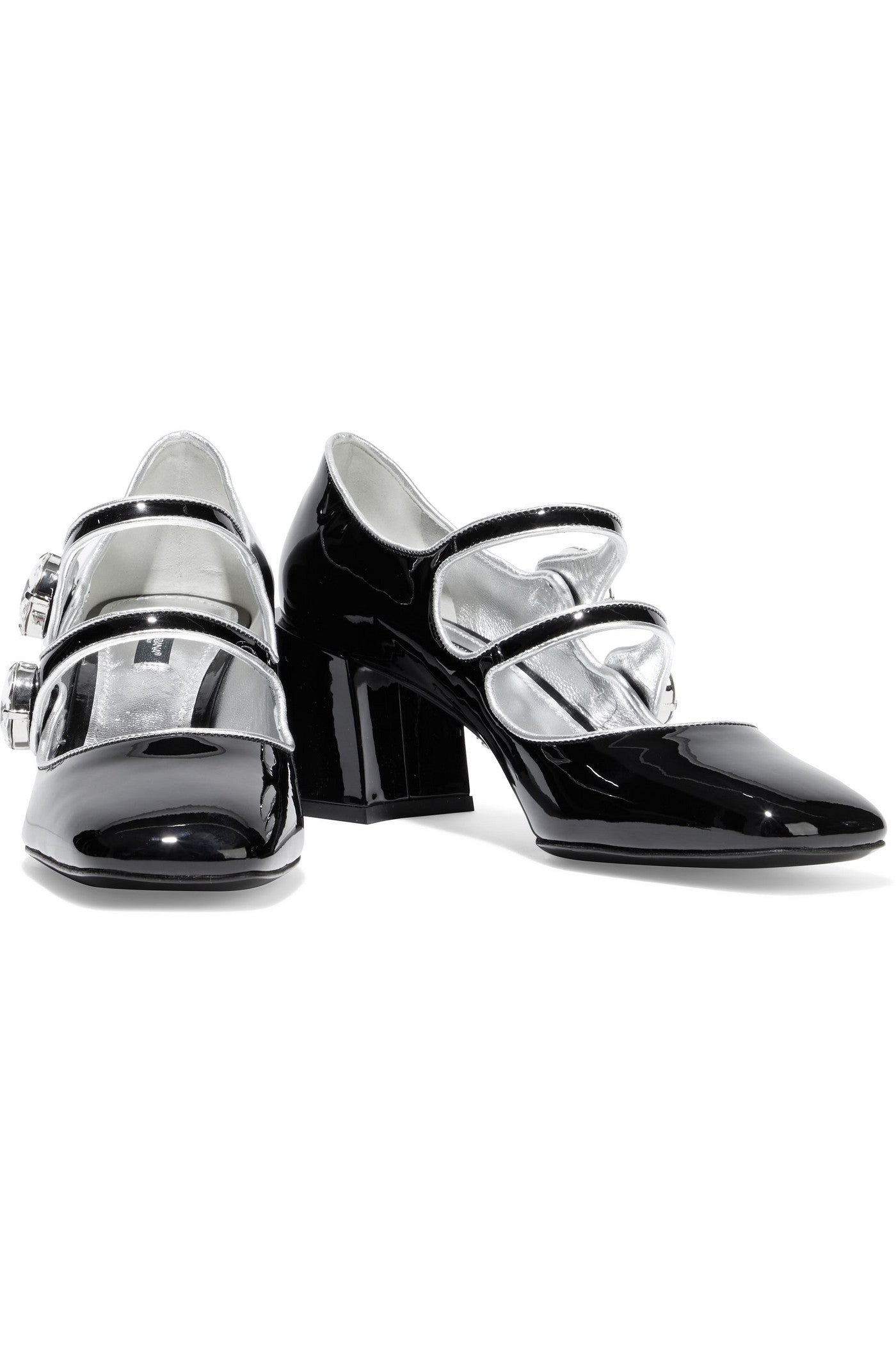 Dolce&Gabbana Jackie Crystal-Embellished Patent-Leather Mary Jane Pumps Black Women's
