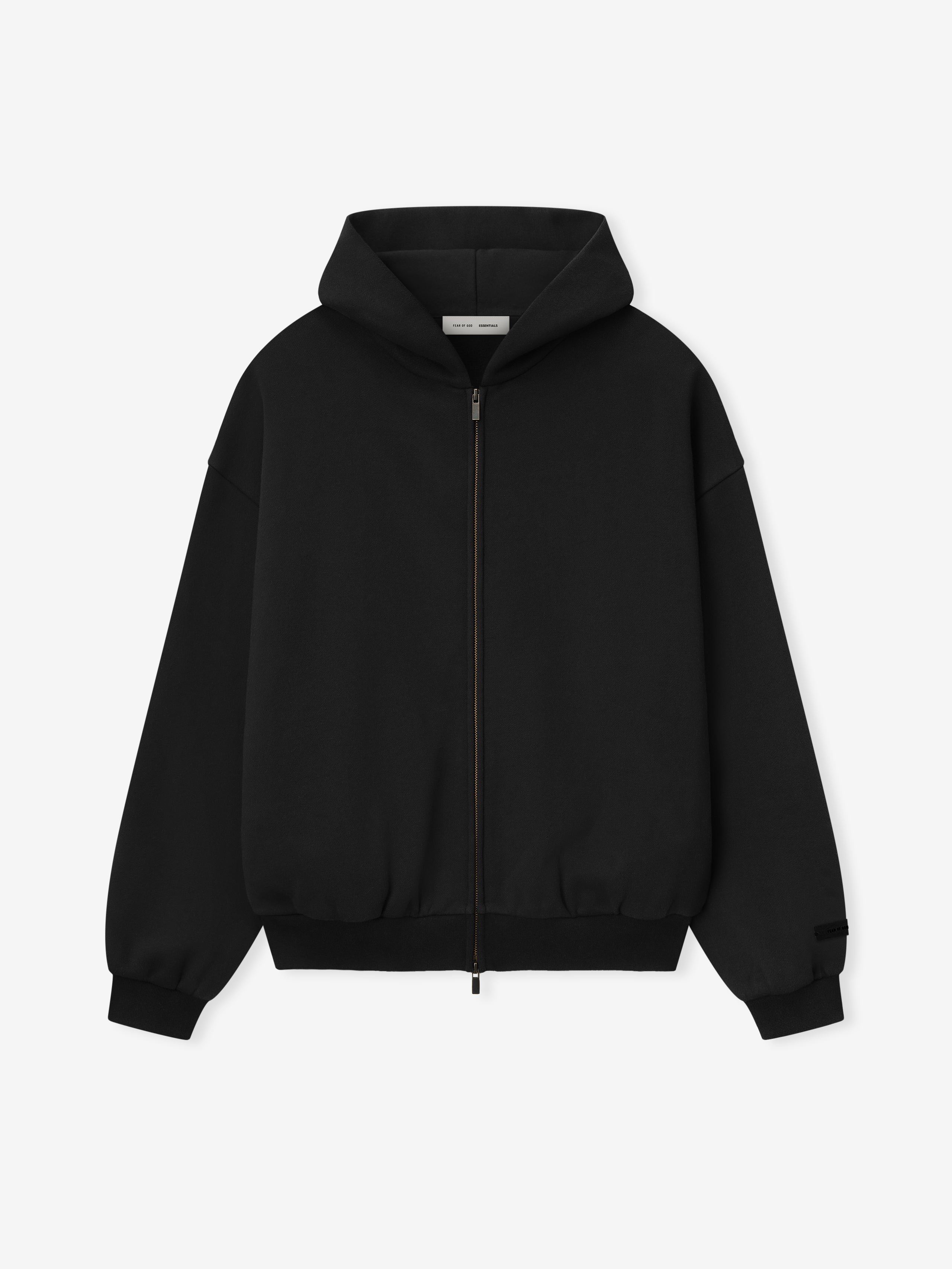 Essentials Embossed 90S Fit Fleece Zip-Up Hoodie Vintage Black