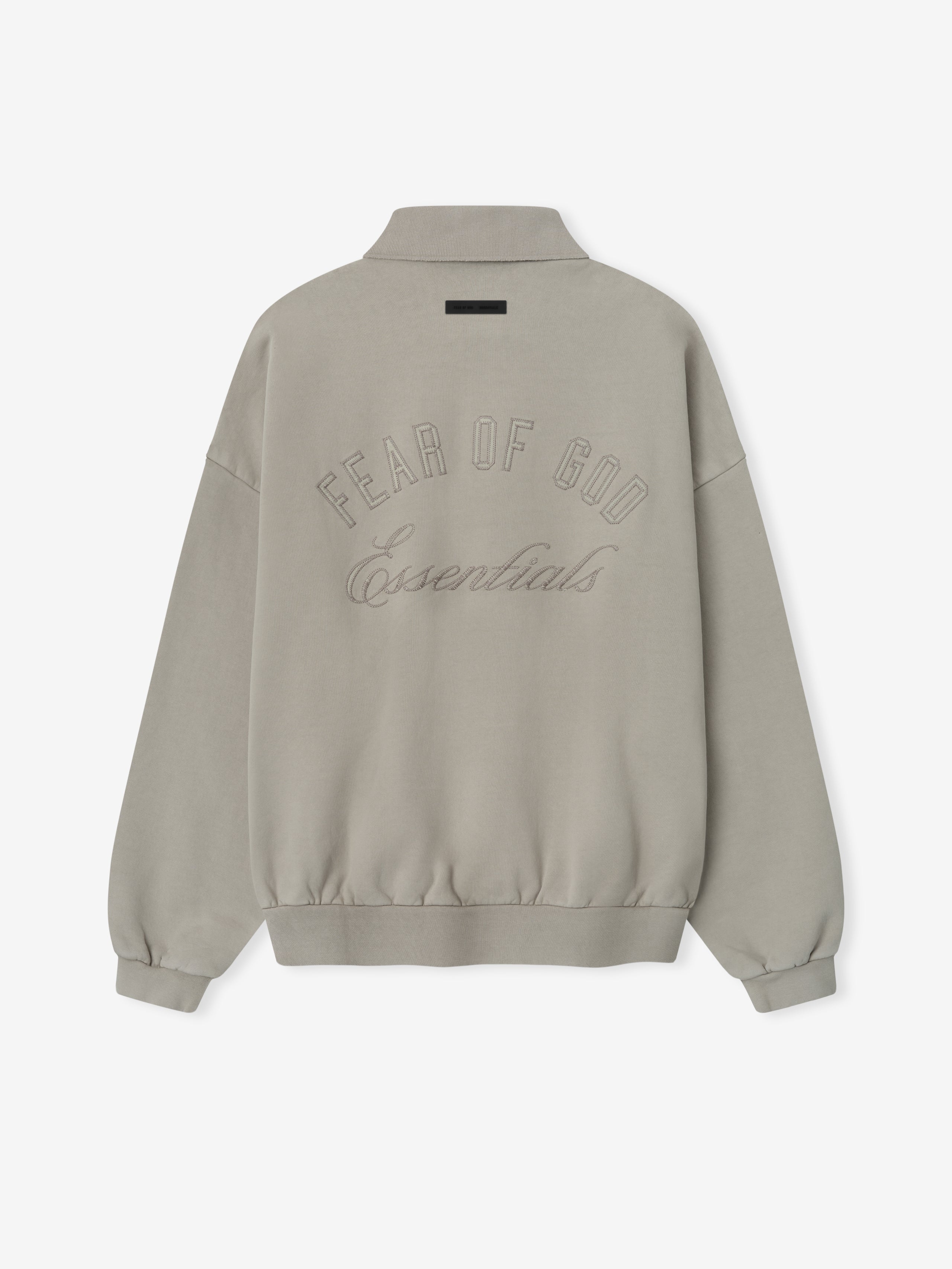 Essentials Embroidered Classic Polo Sweatshirt Smoke Grey