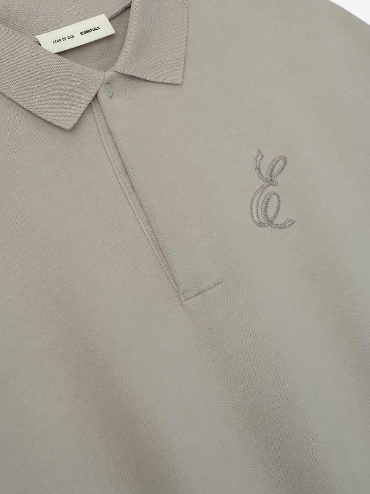 Essentials Embroidered Classic Polo Sweatshirt Smoke Grey