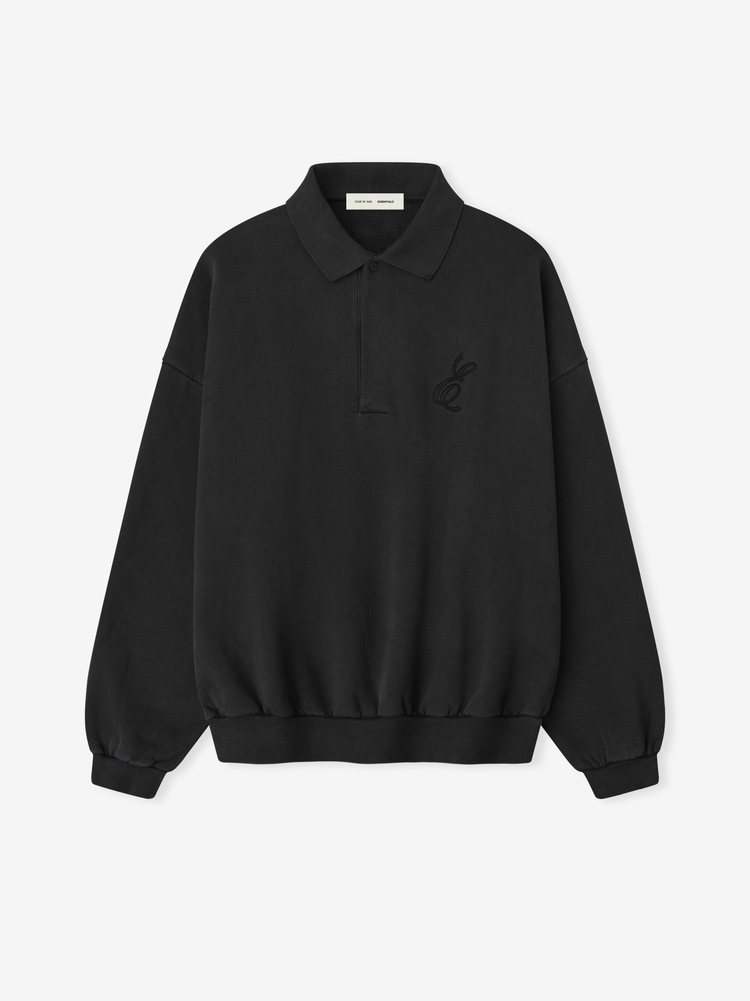 Essentials Embroidered Classic Polo Sweatshirt Vintage Black