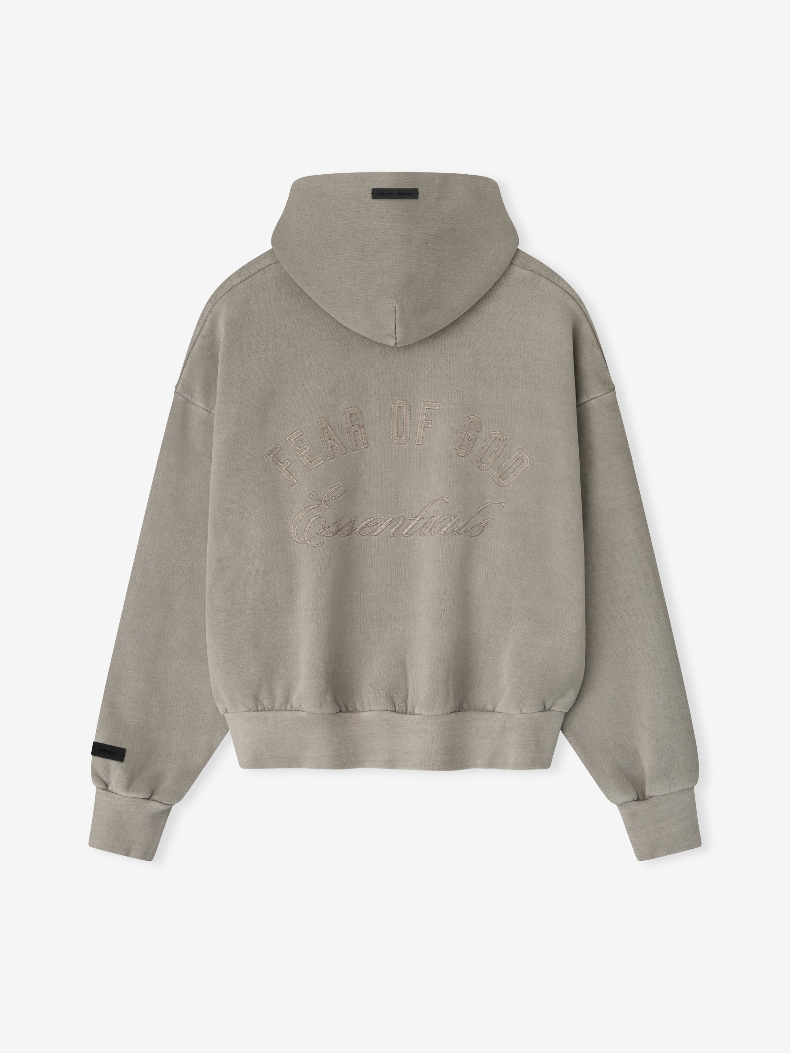 Essentials Embroidered Classic Full Zip Hoodie Smoke Grey