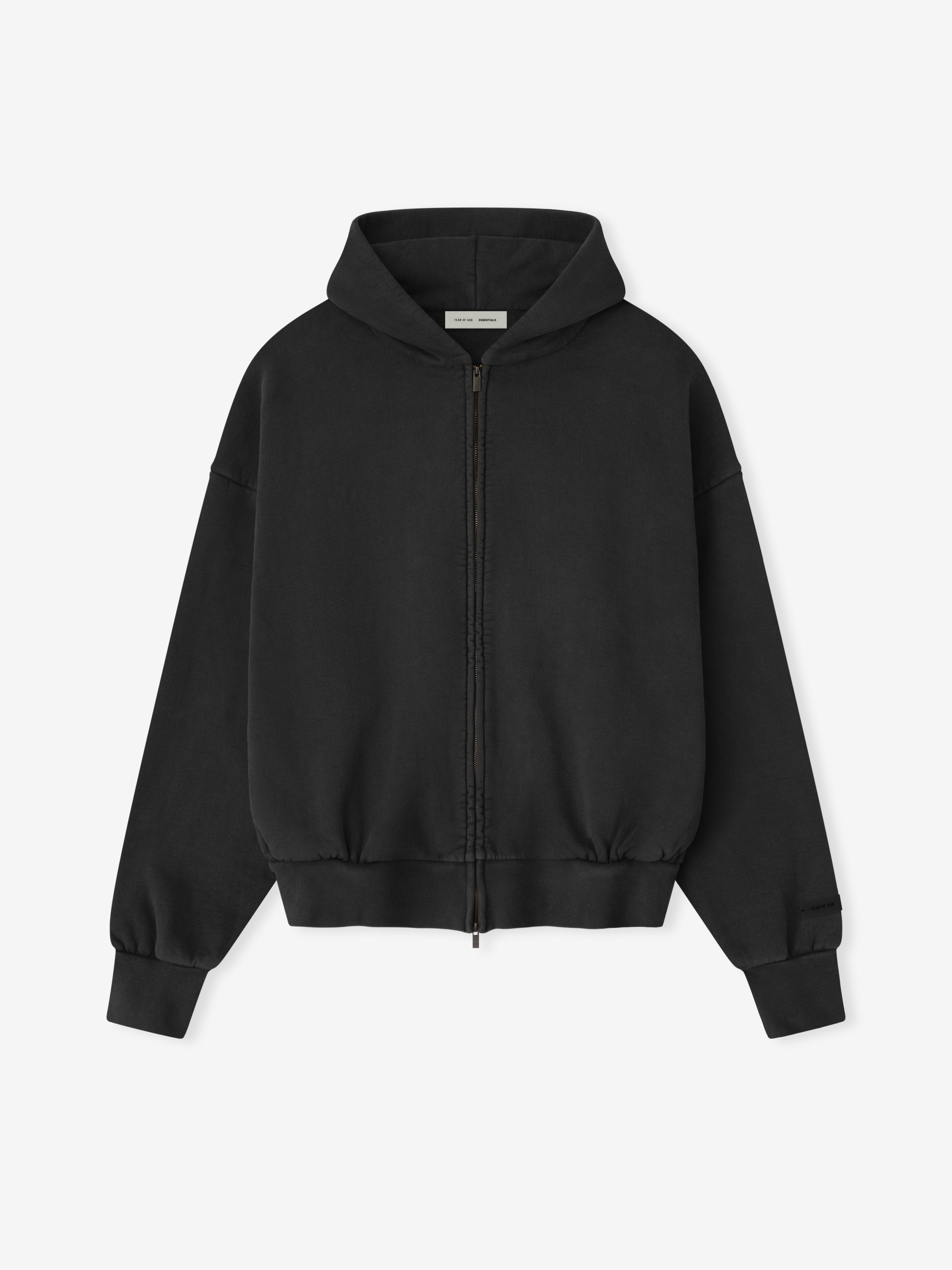 Essentials Embroidered Classic Full Zip Hoodie Vintage Black