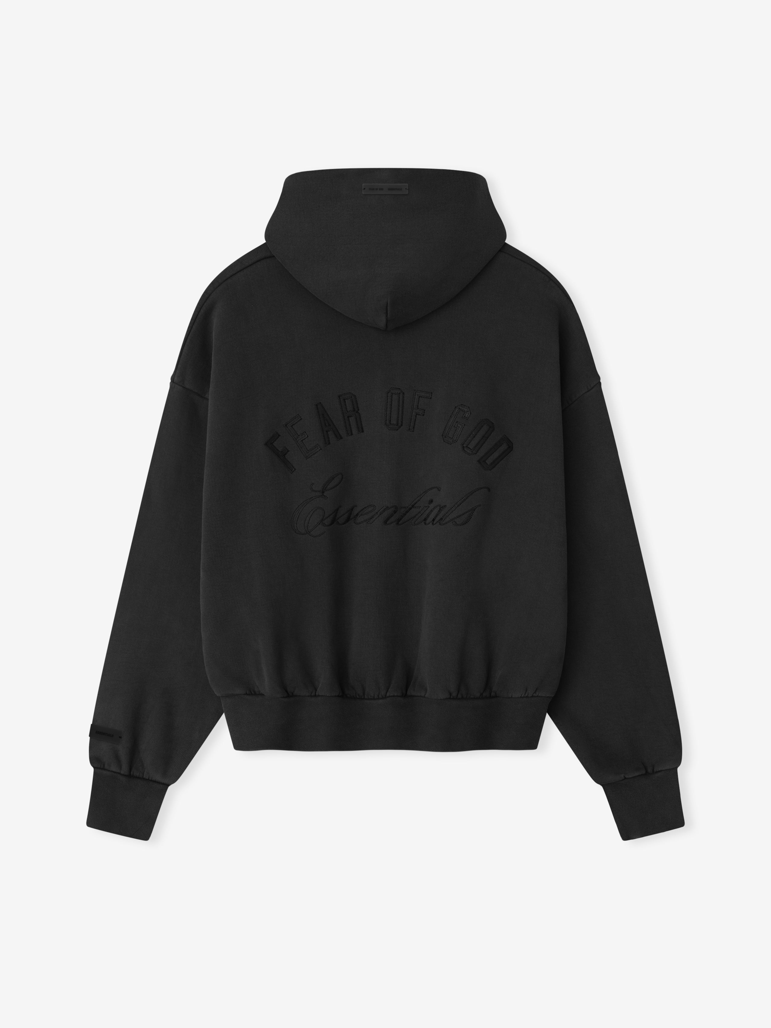 Essentials Embroidered Classic Full Zip Hoodie Vintage Black