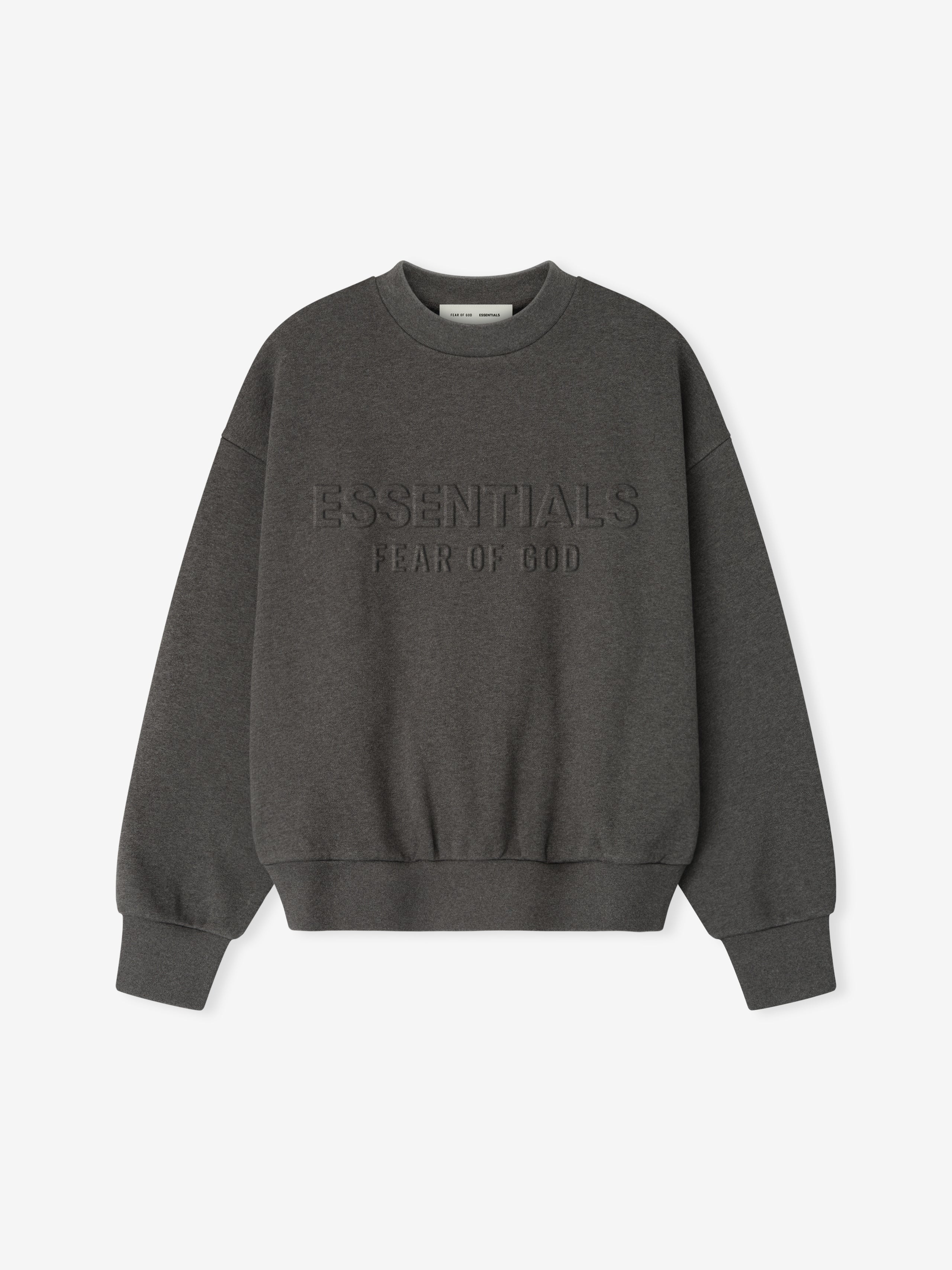 Essentials Embossed Classic Crewneck Sweatshirt Charcoal Heather