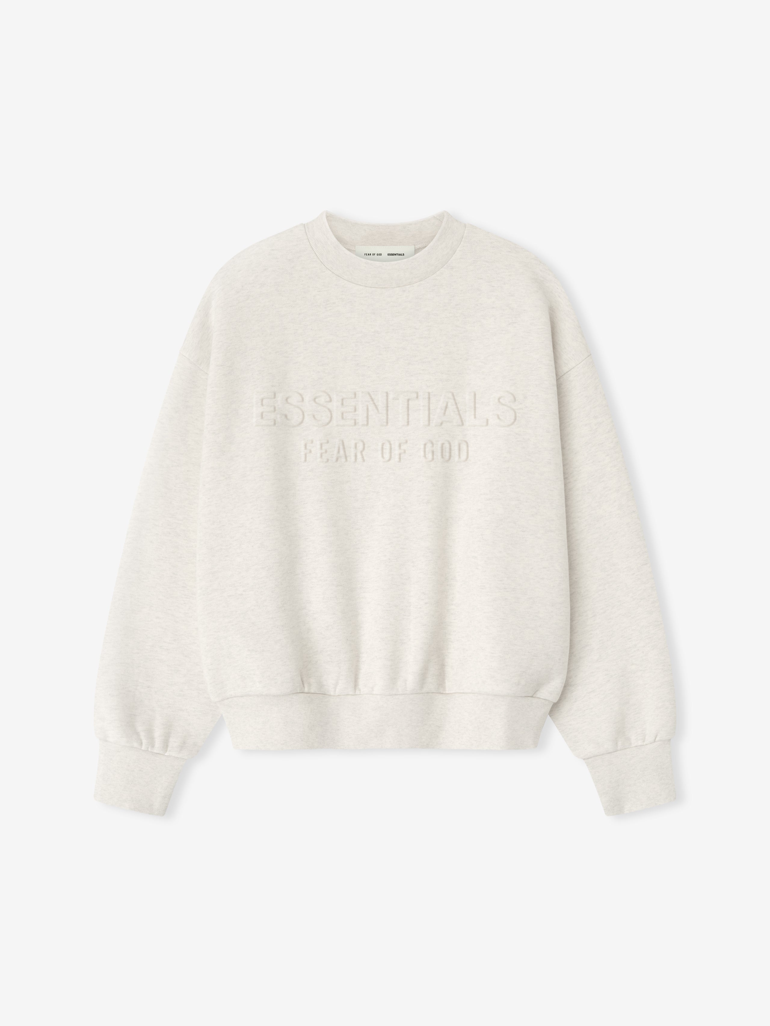 Essentials Embossed Classic Crewneck Sweatshirt Oatmeal Heather