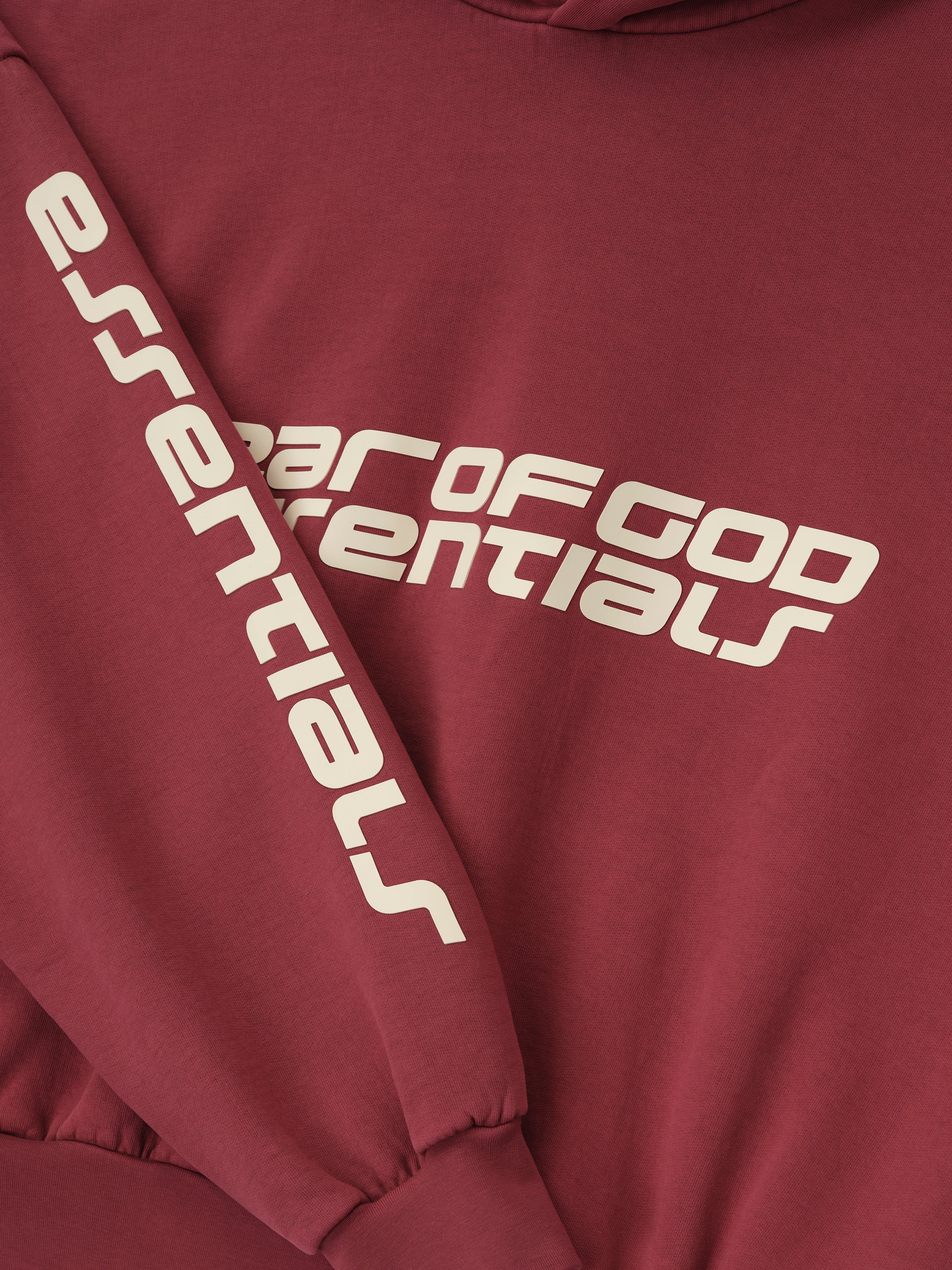 Essentials Cropped Relaxed Hoodie Crimson