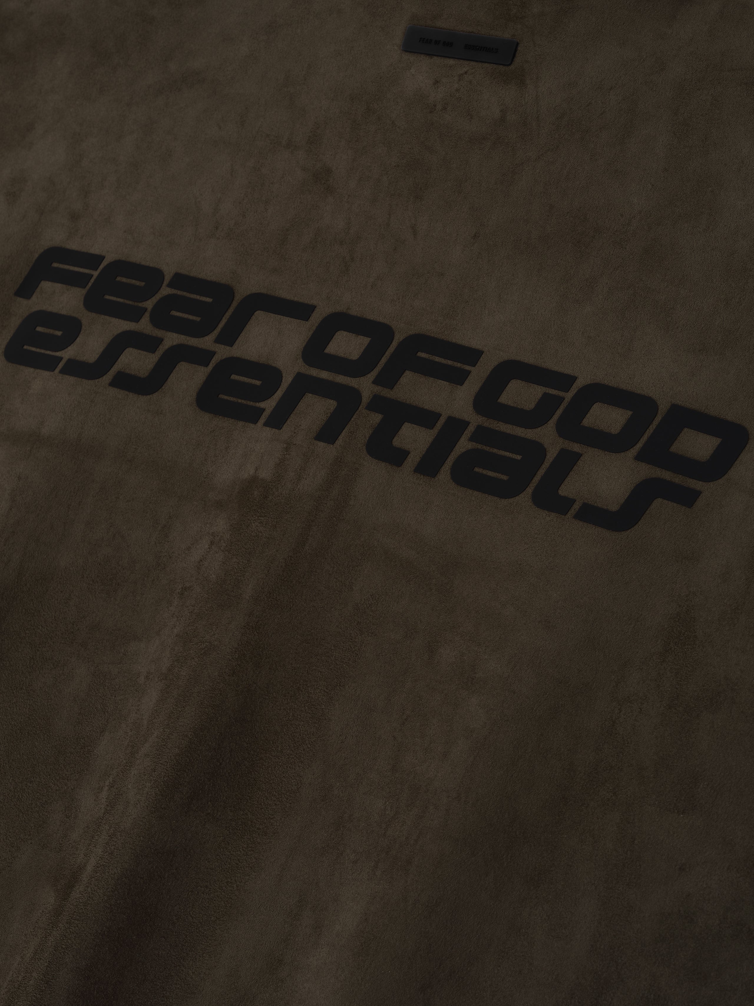 Essentials Suede Fleece High Neck 3/4 Sleeve Jacket Brown