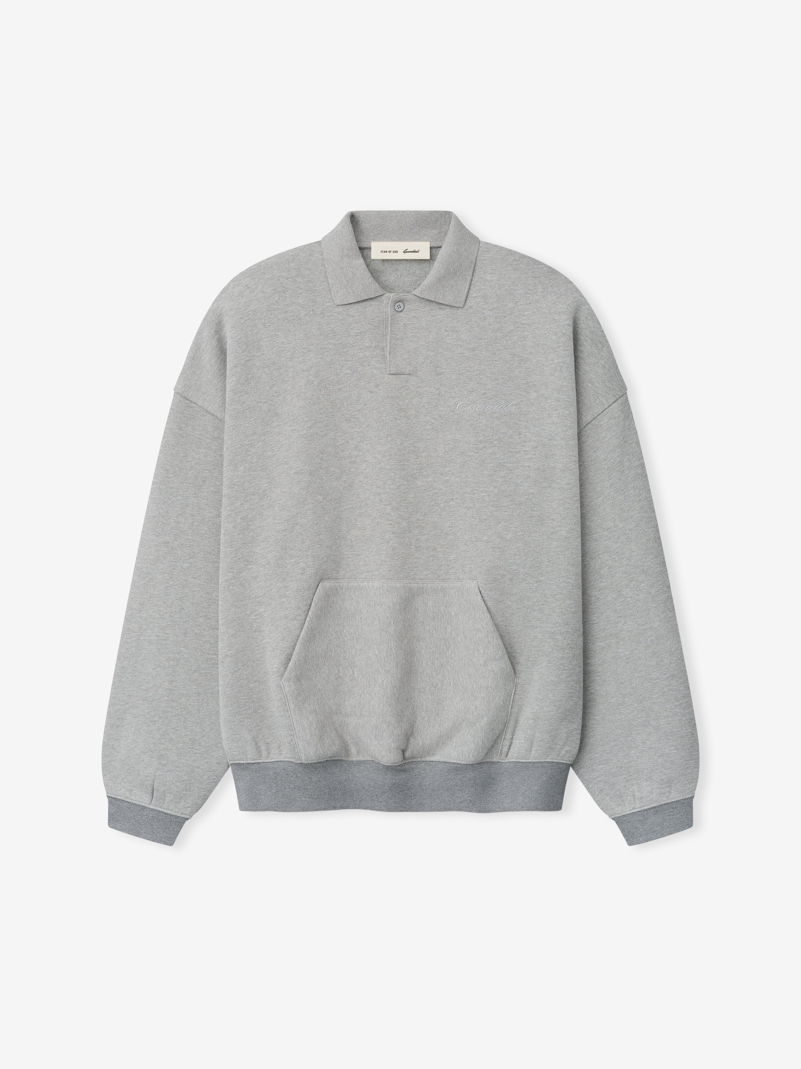 Essentials Signature 90S Polo Sweatshirt Concrete Heather
