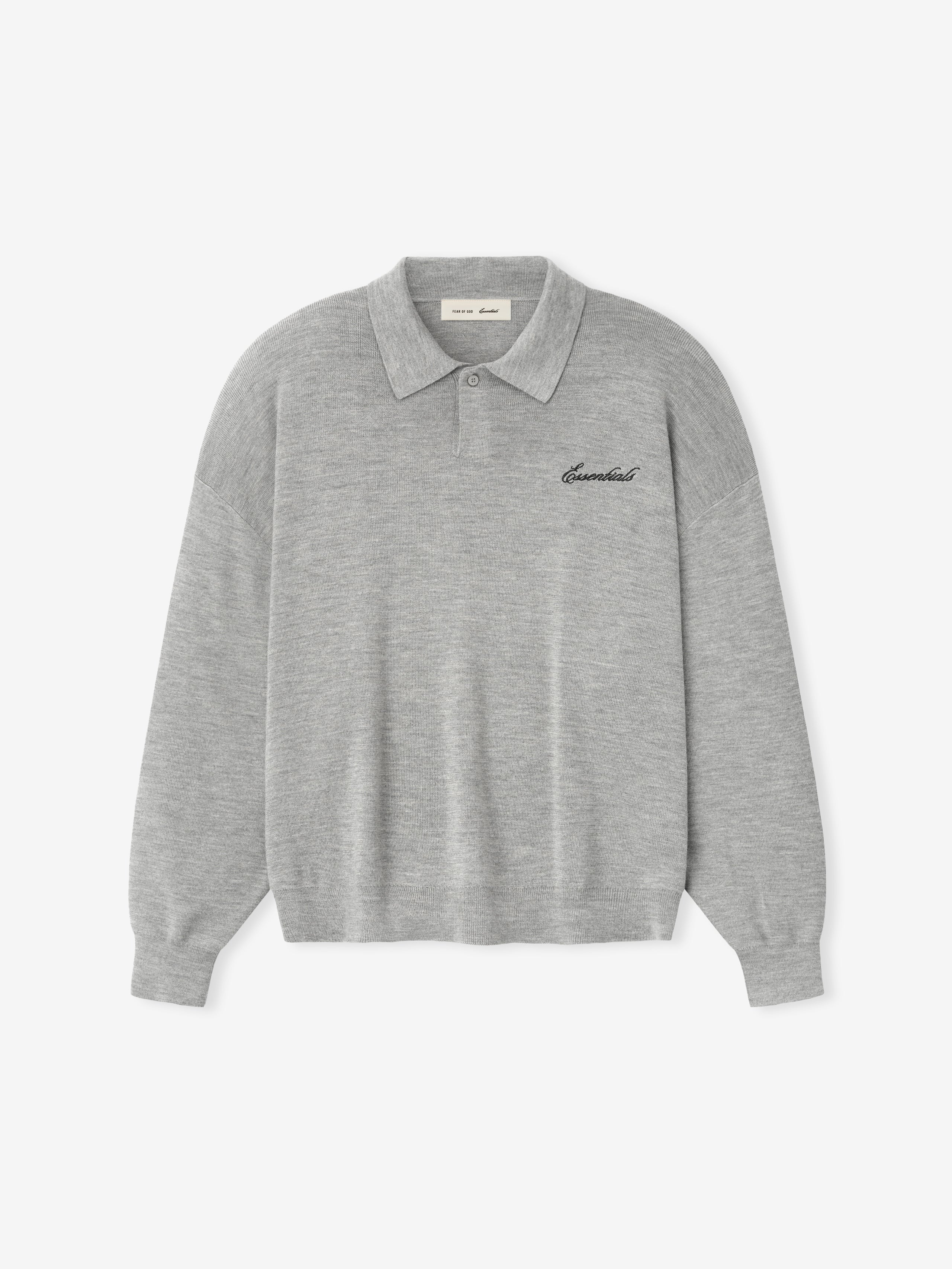Essentials Signature 90S Knit Polo Concrete Heather