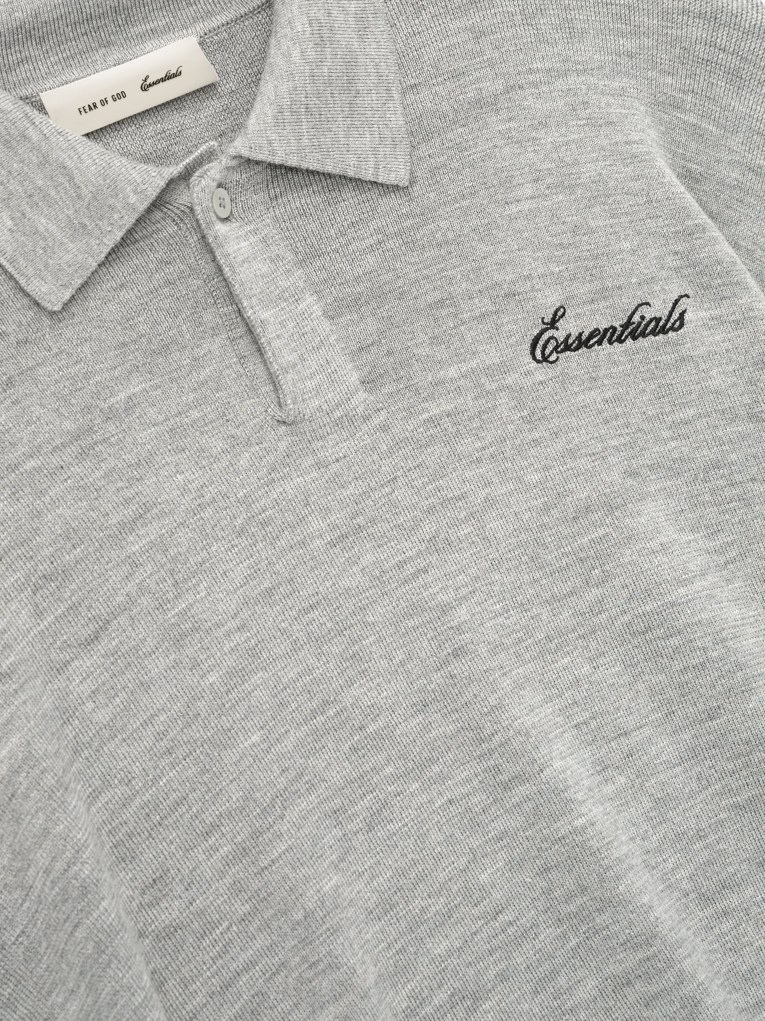 Essentials Signature 90S Knit Polo Concrete Heather