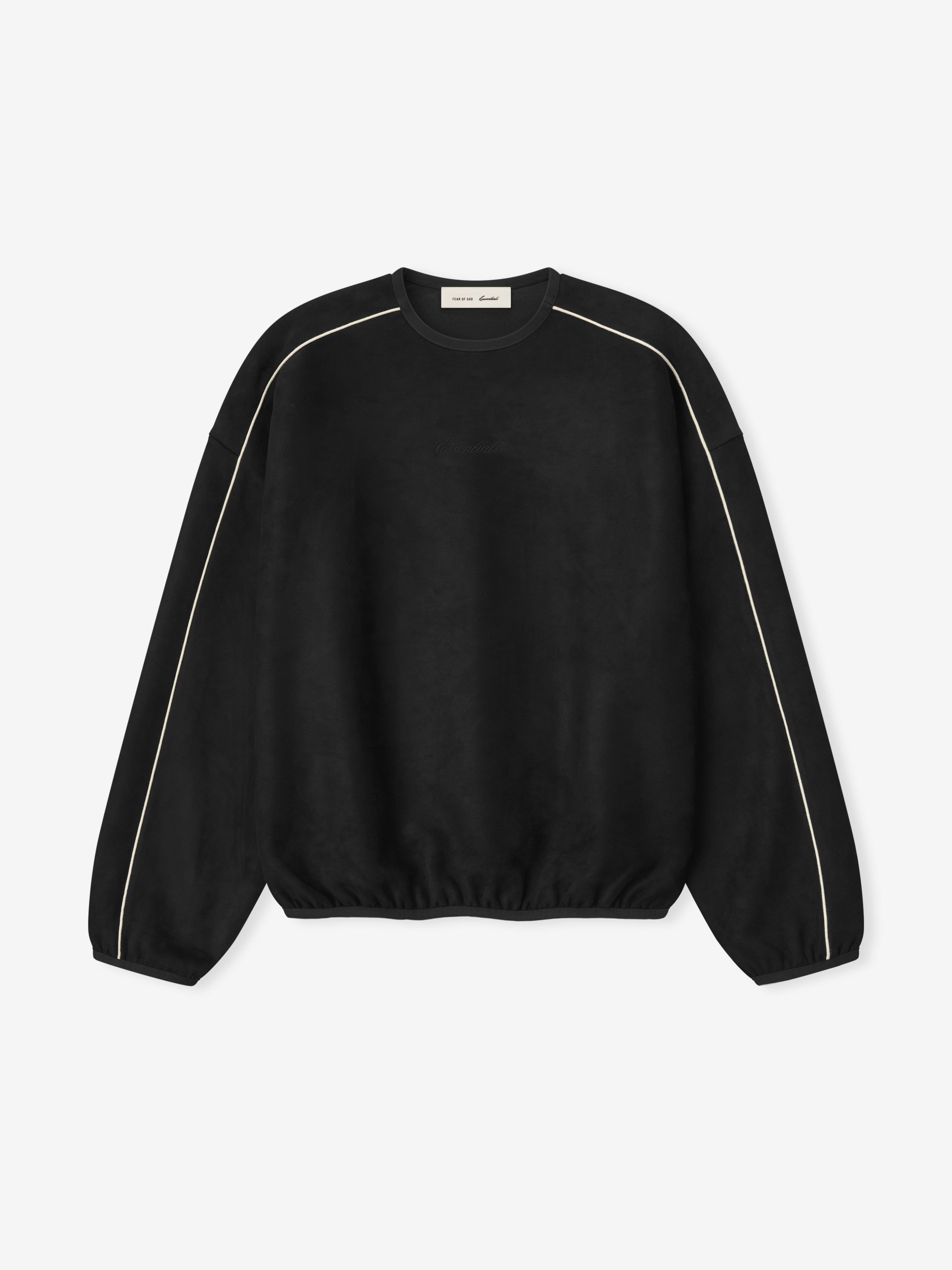Essentials Suede Fleece Signature Modern Crewneck Sweatshirt Vintage Black