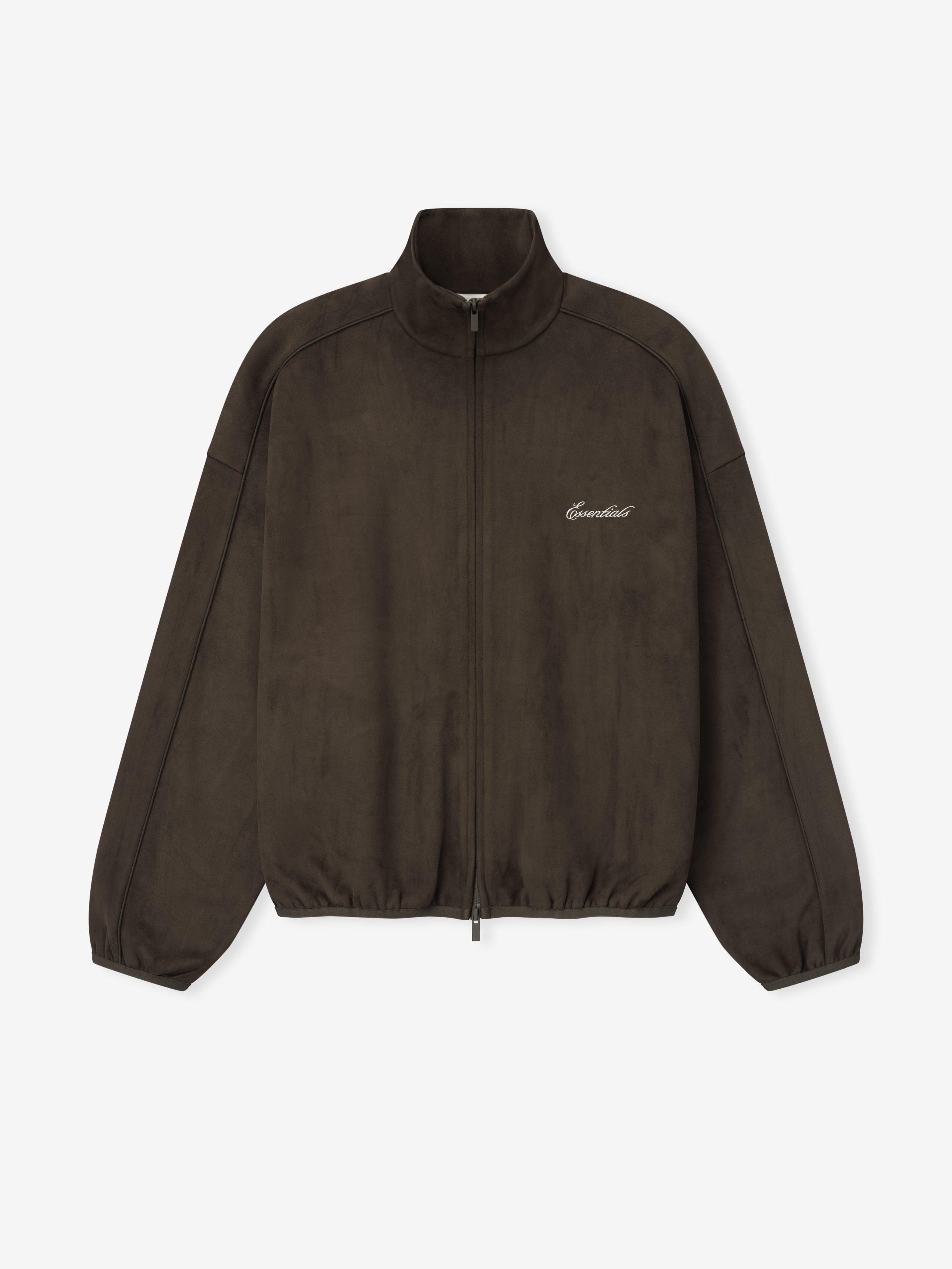 Essentials Suede Fleece Signature Modern Track Jacket W/ Piping Brown