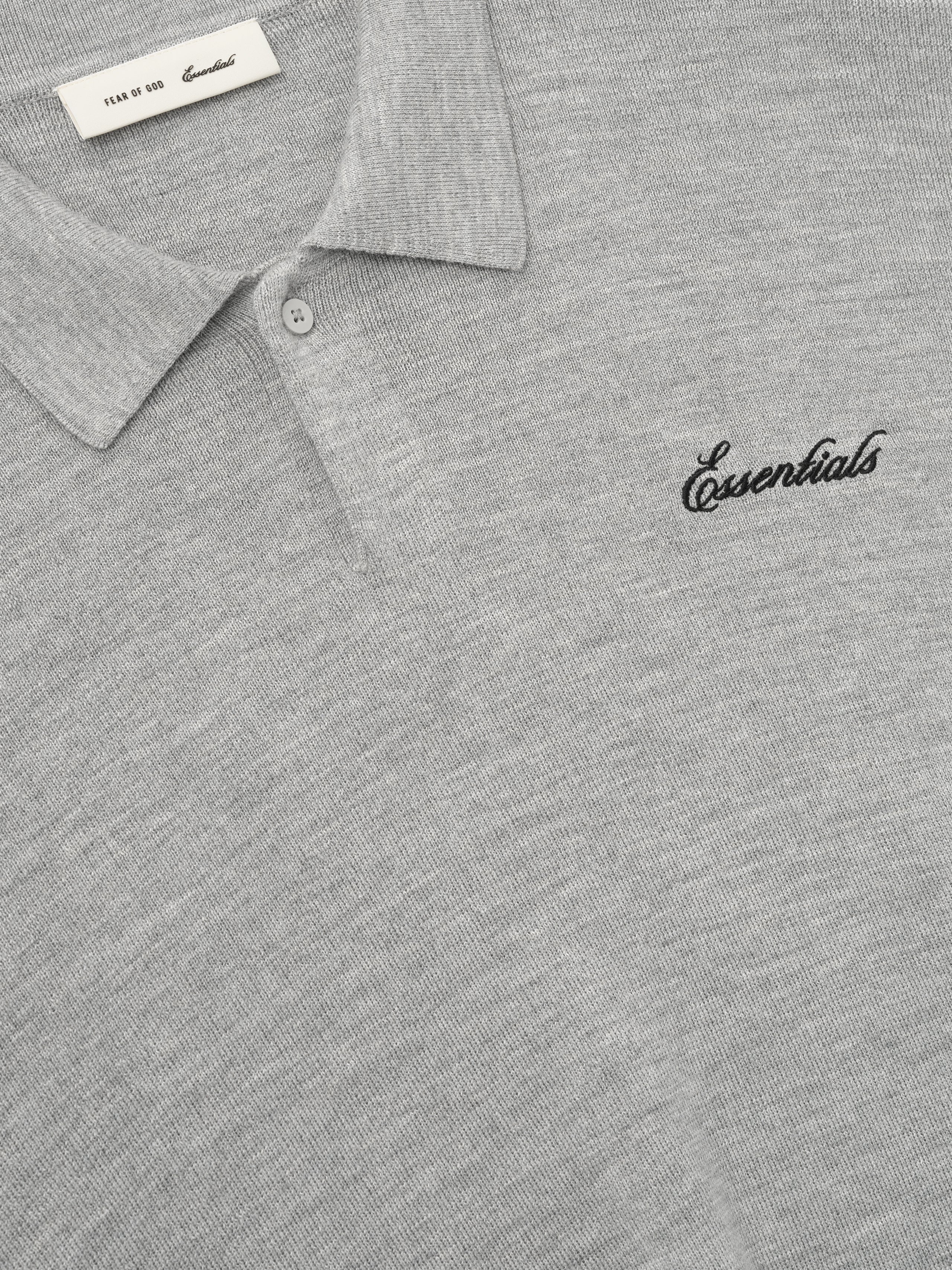 Essentials Signature 3/4 Sleeve 90S Knit Polo Concrete Heather